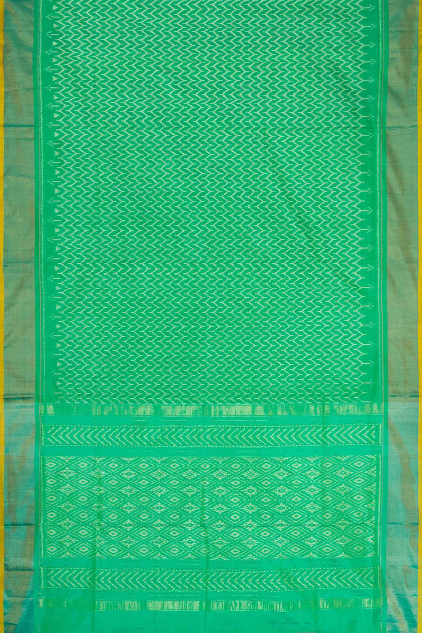 Green Dual Tone Double Ikat Saree - Image 6