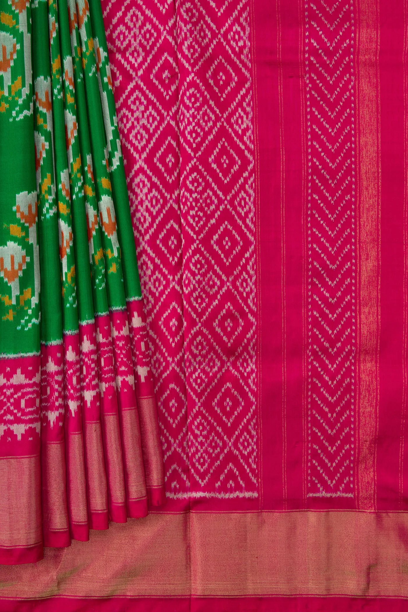 Green Pochampally Silk Saree - Image 4