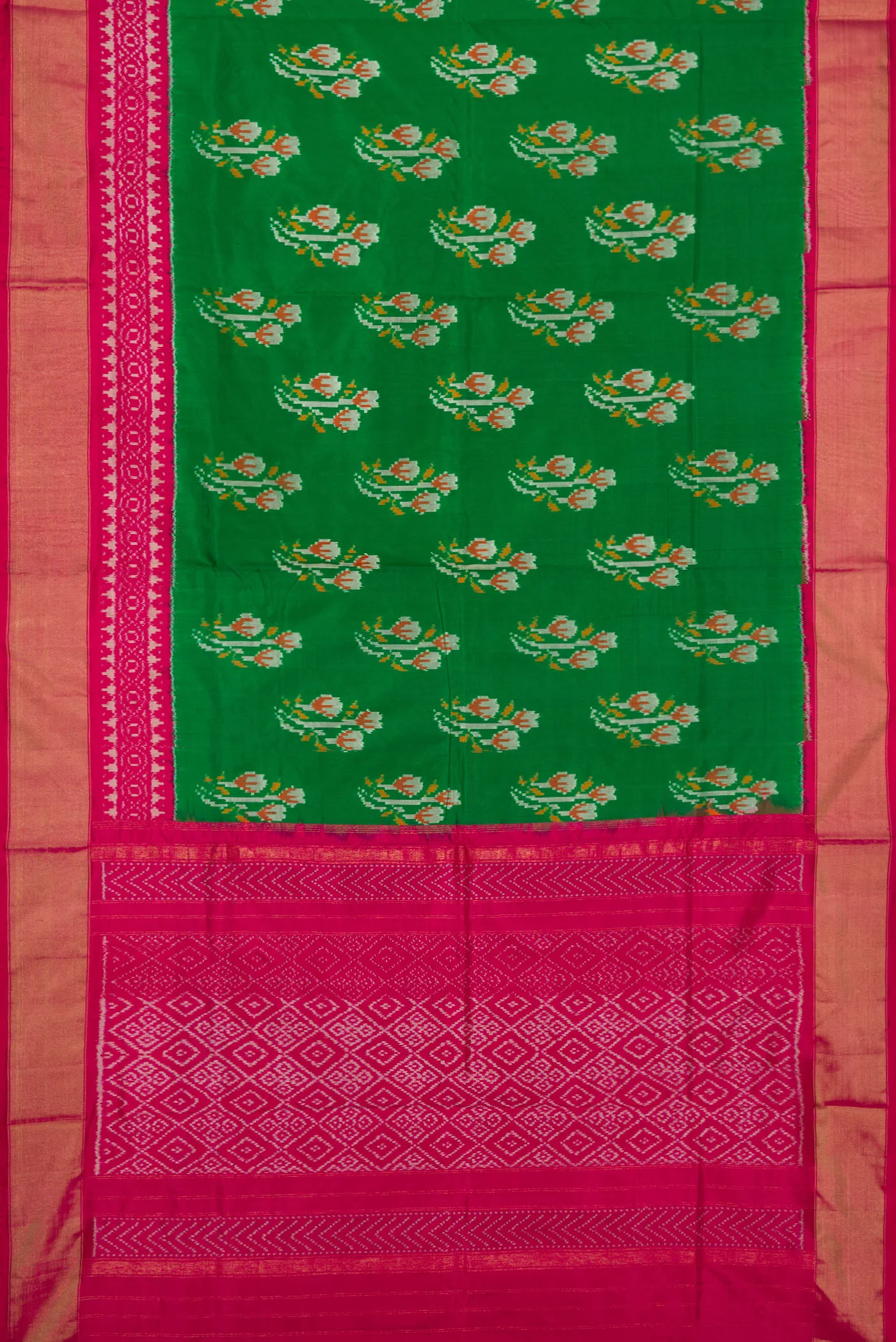 Green Pochampally Silk Saree - Image 6