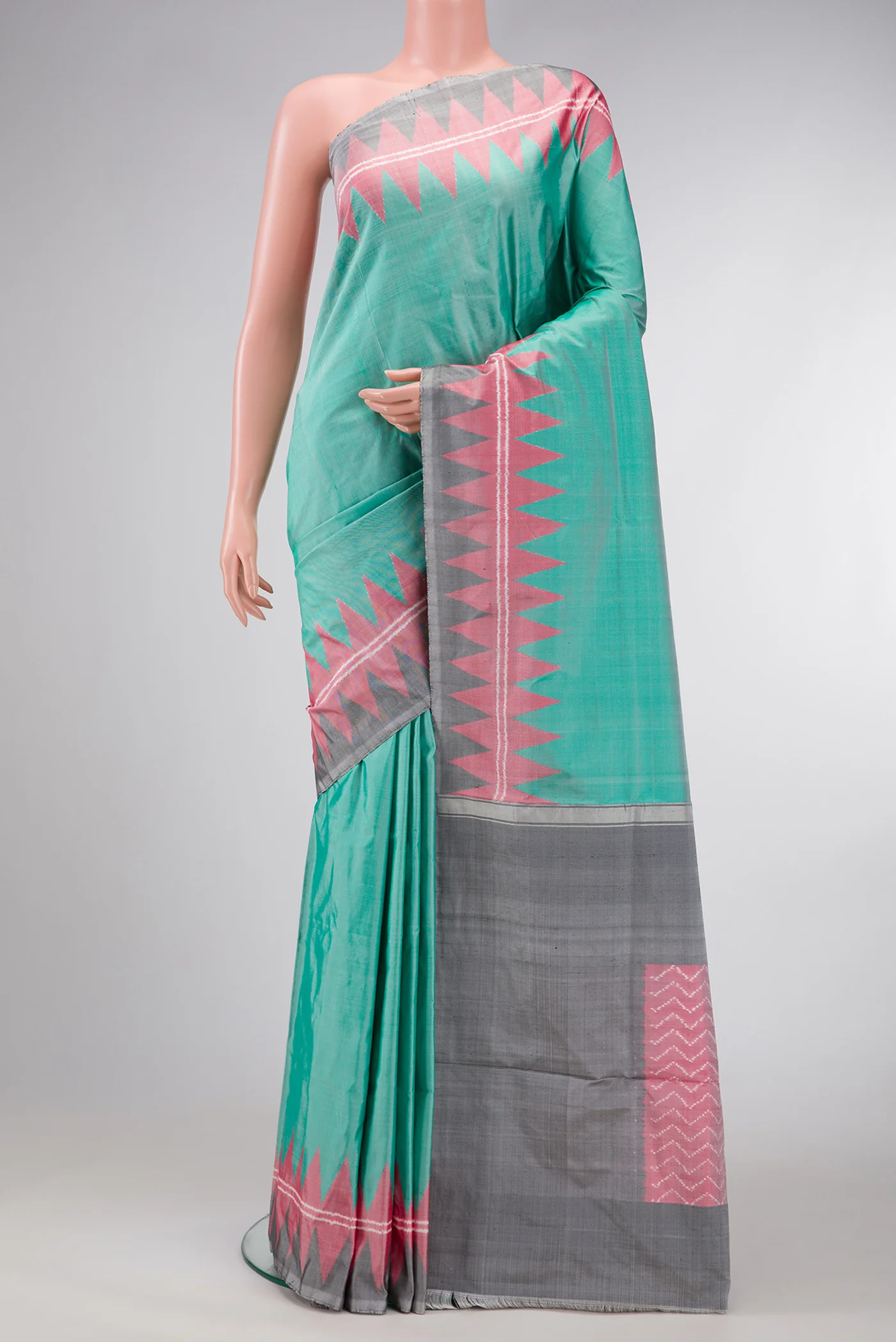 Turquoise Pochampally Silk Saree