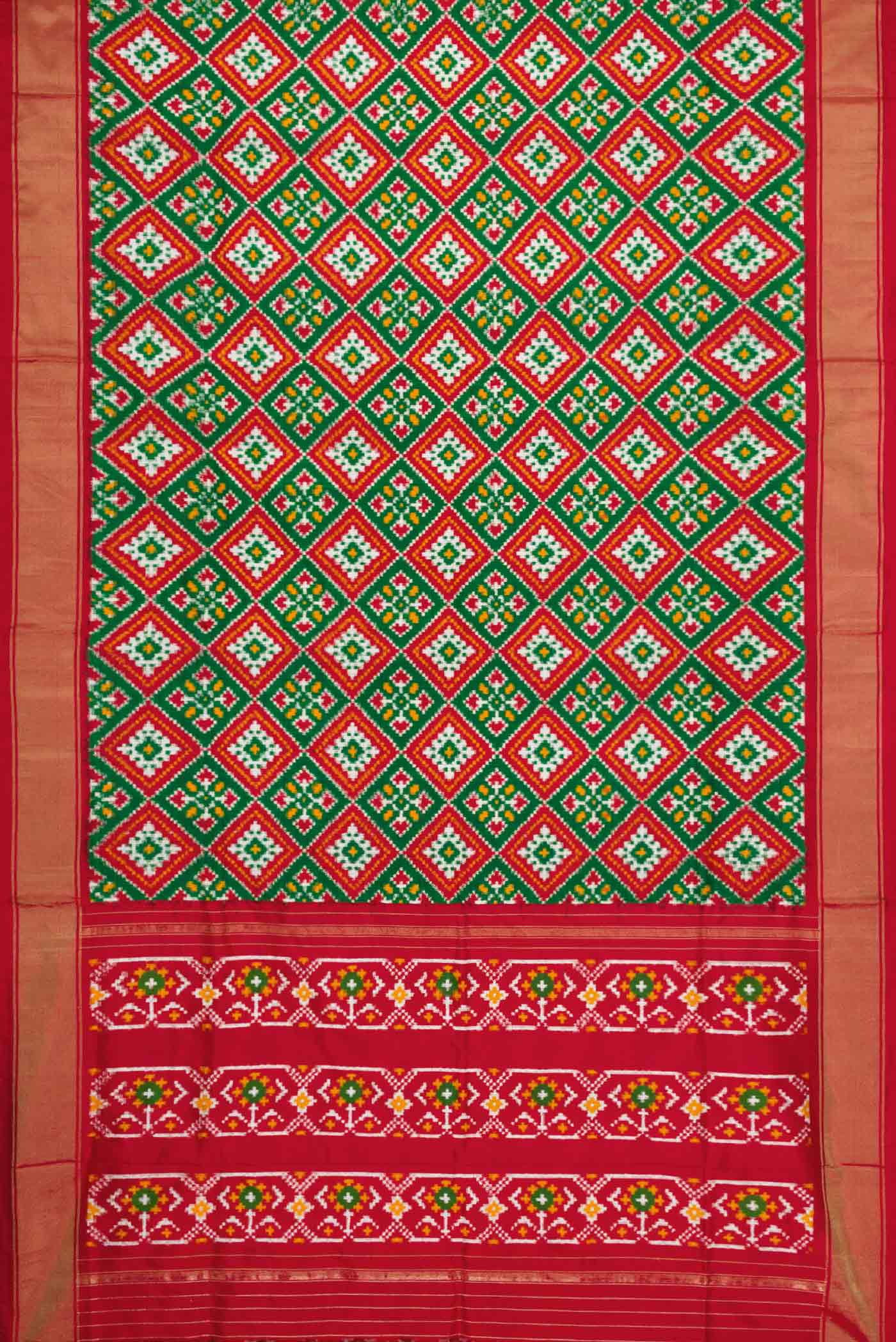 Green Pochampally Silk Saree - Image 6