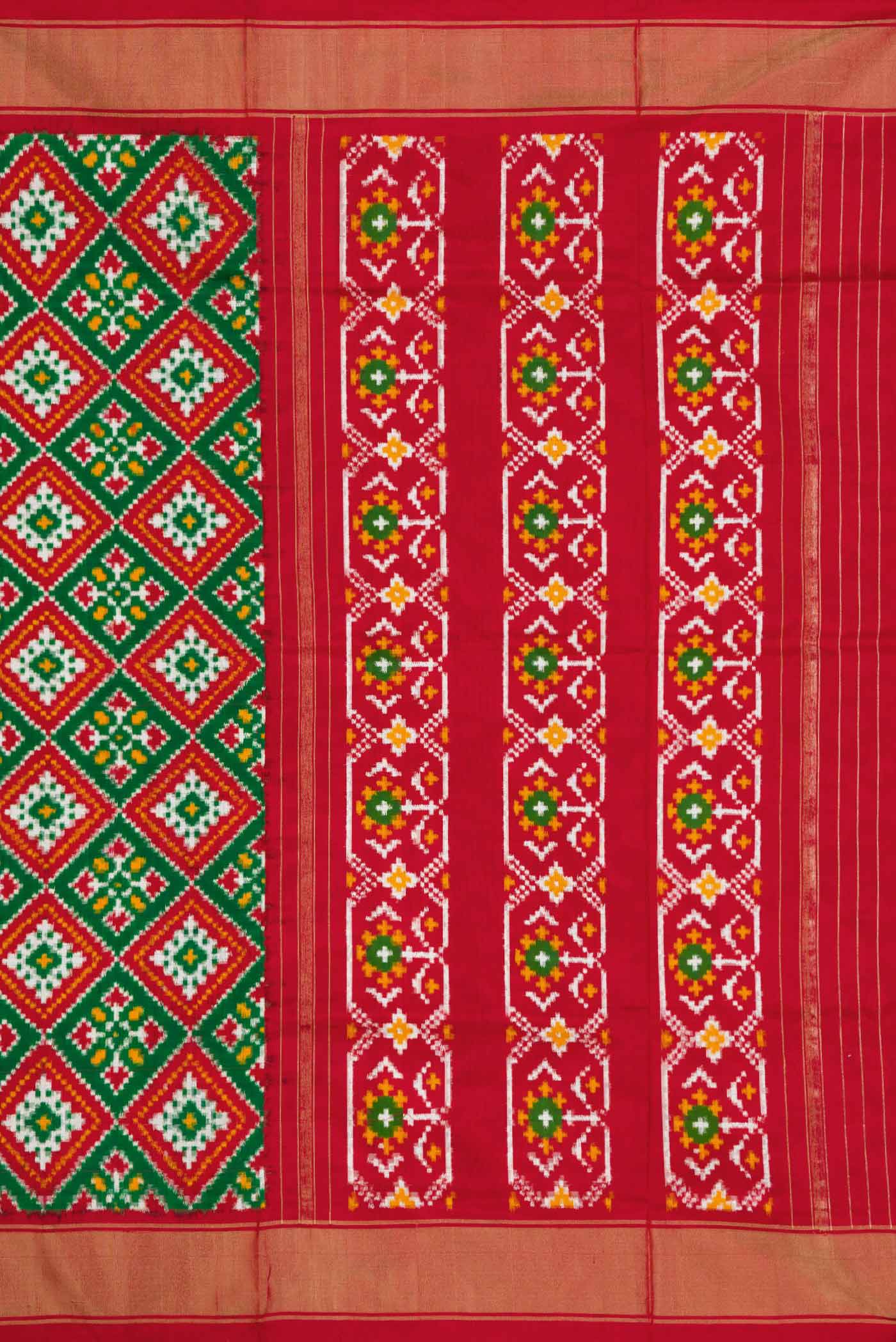Green Pochampally Silk Saree - Image 7