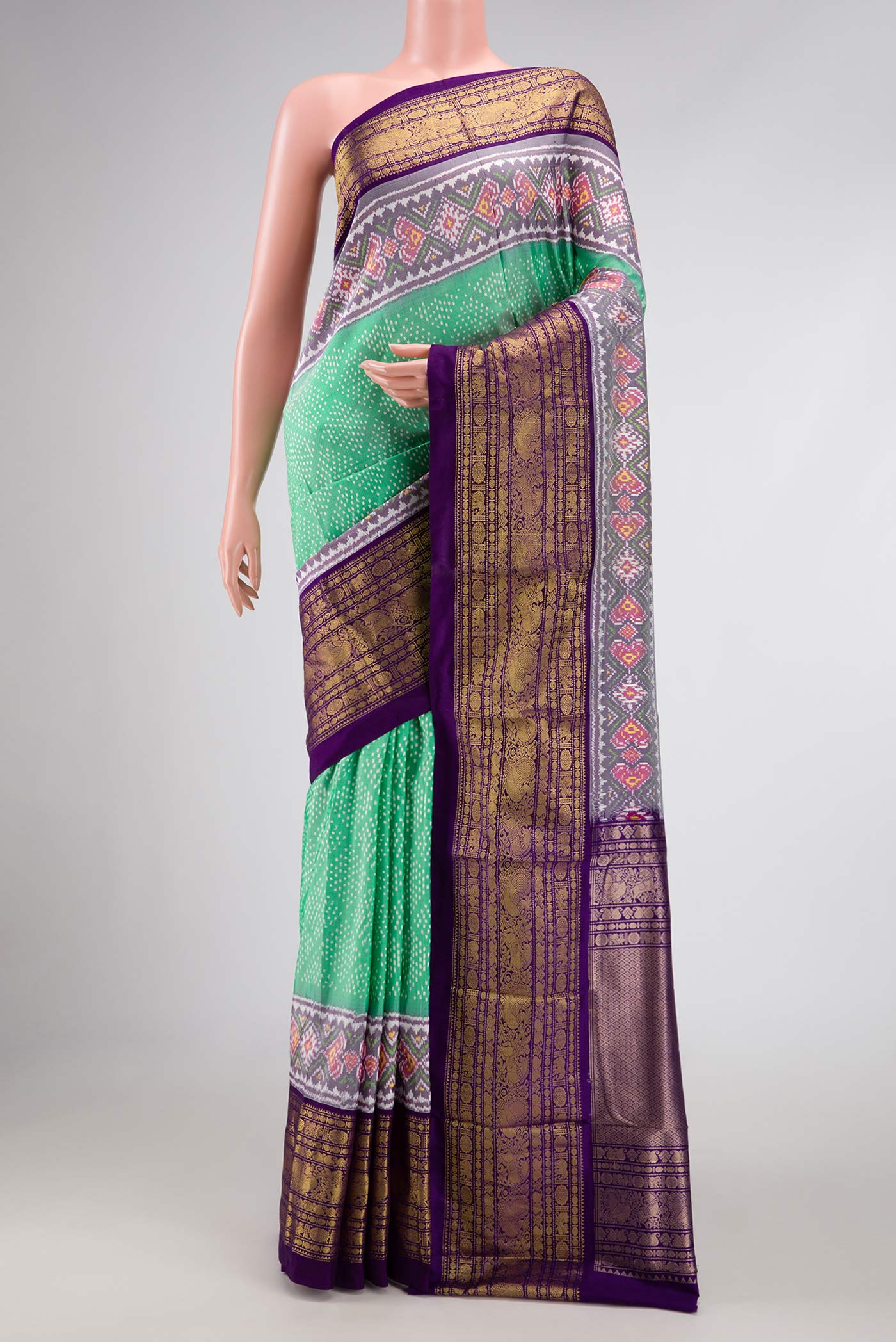 Sea Green Pochampally Silk Saree