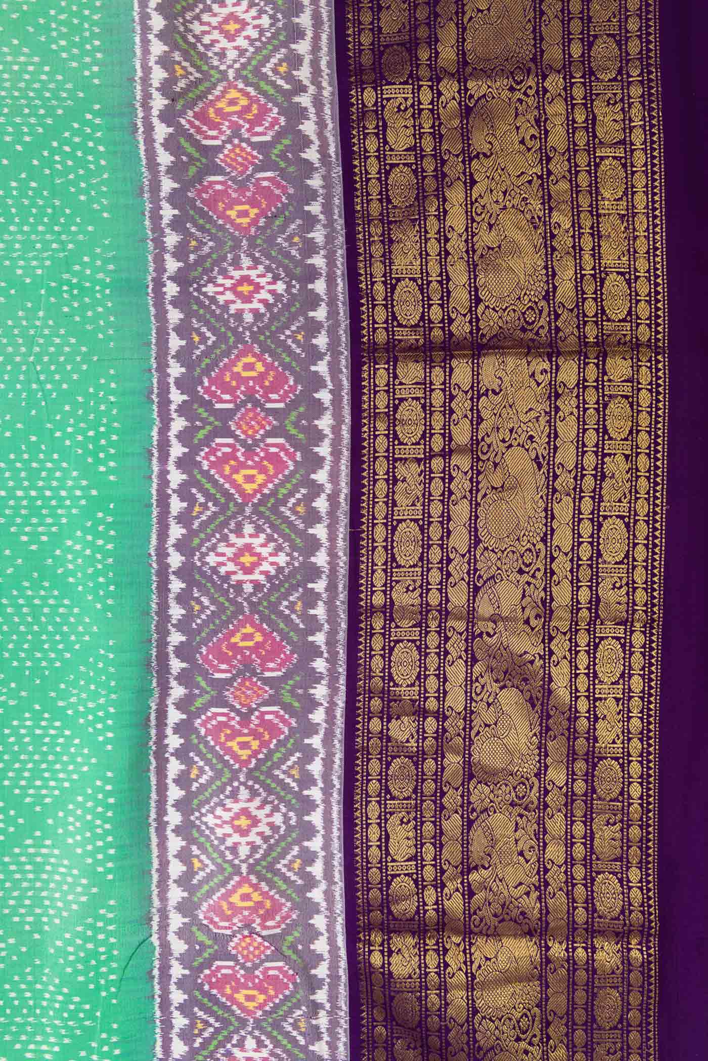 Sea Green Pochampally Silk Saree - Image 3