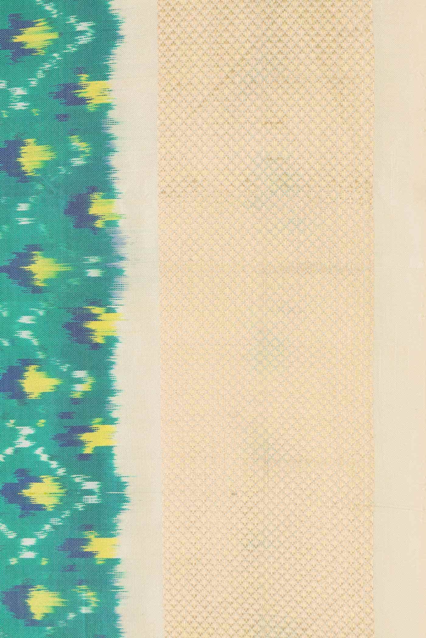 Green Dual Tone Double Ikat Saree - Image 5