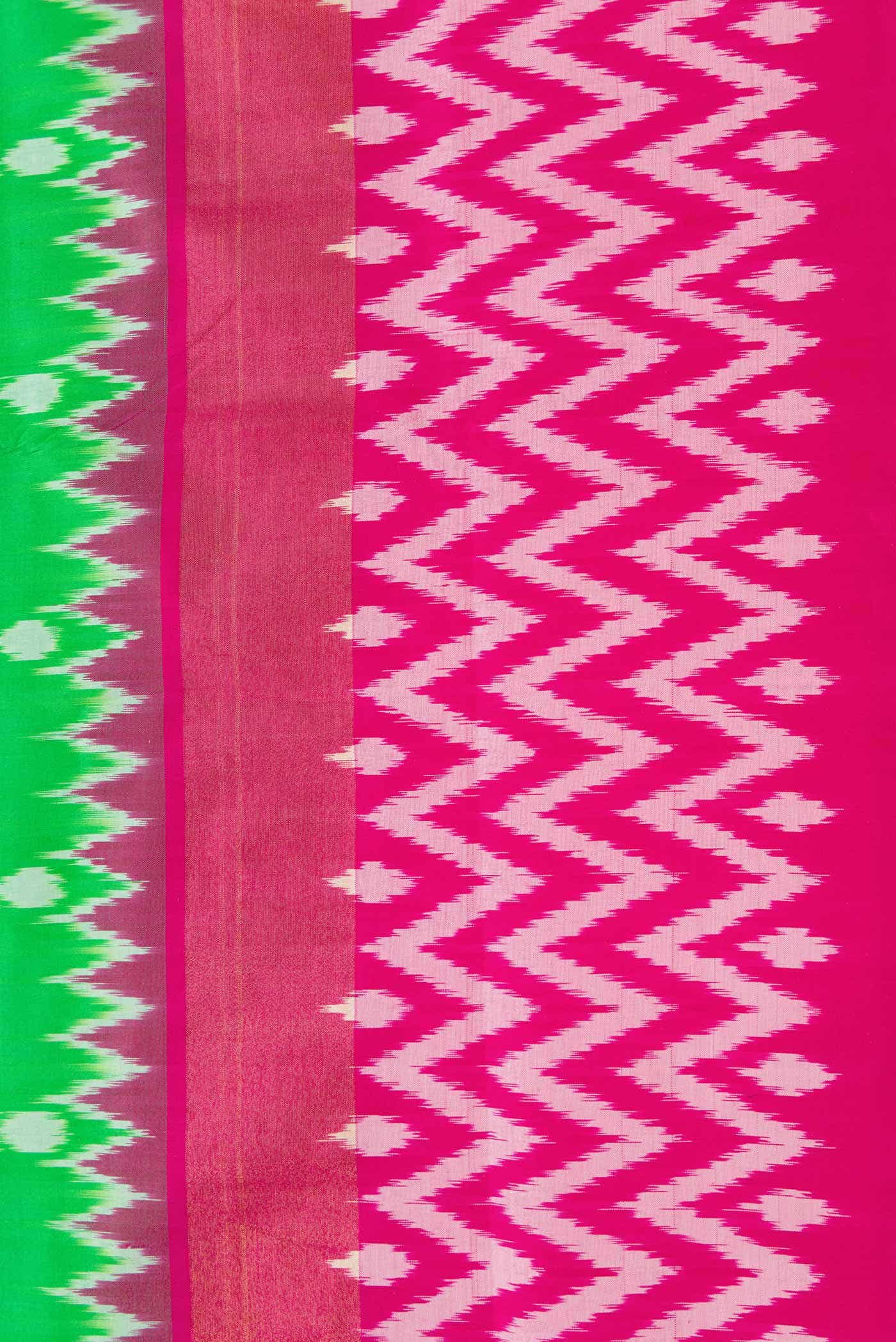 Green Dual Tone Double Ikat Saree - Image 3