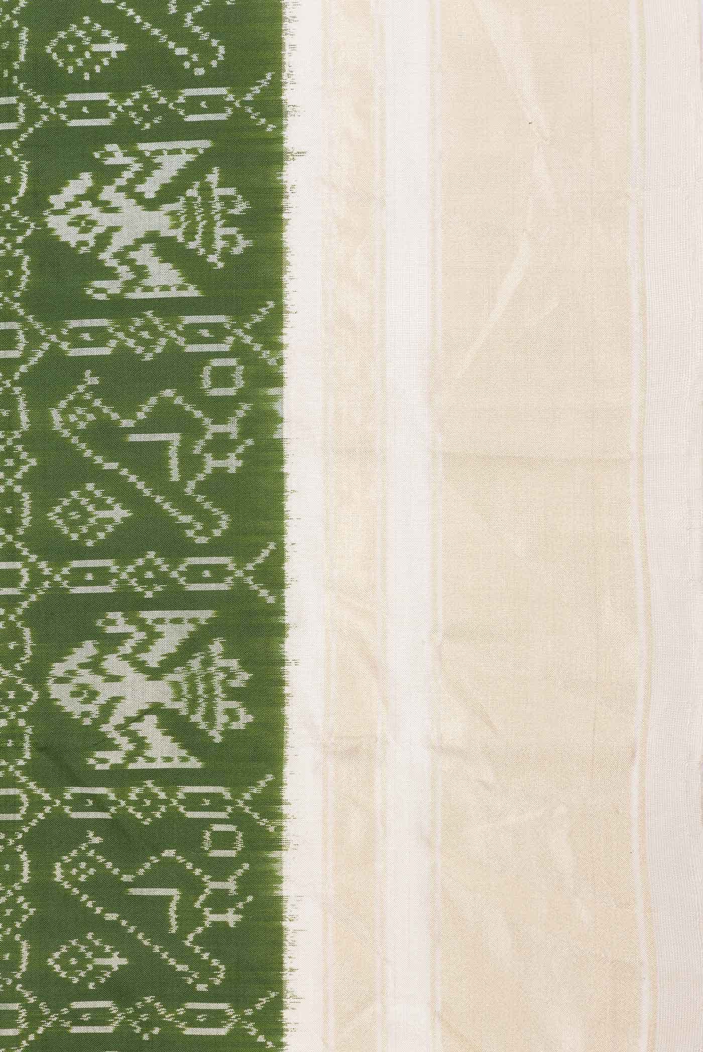Green Dual Tone Double Ikat Saree - Image 5