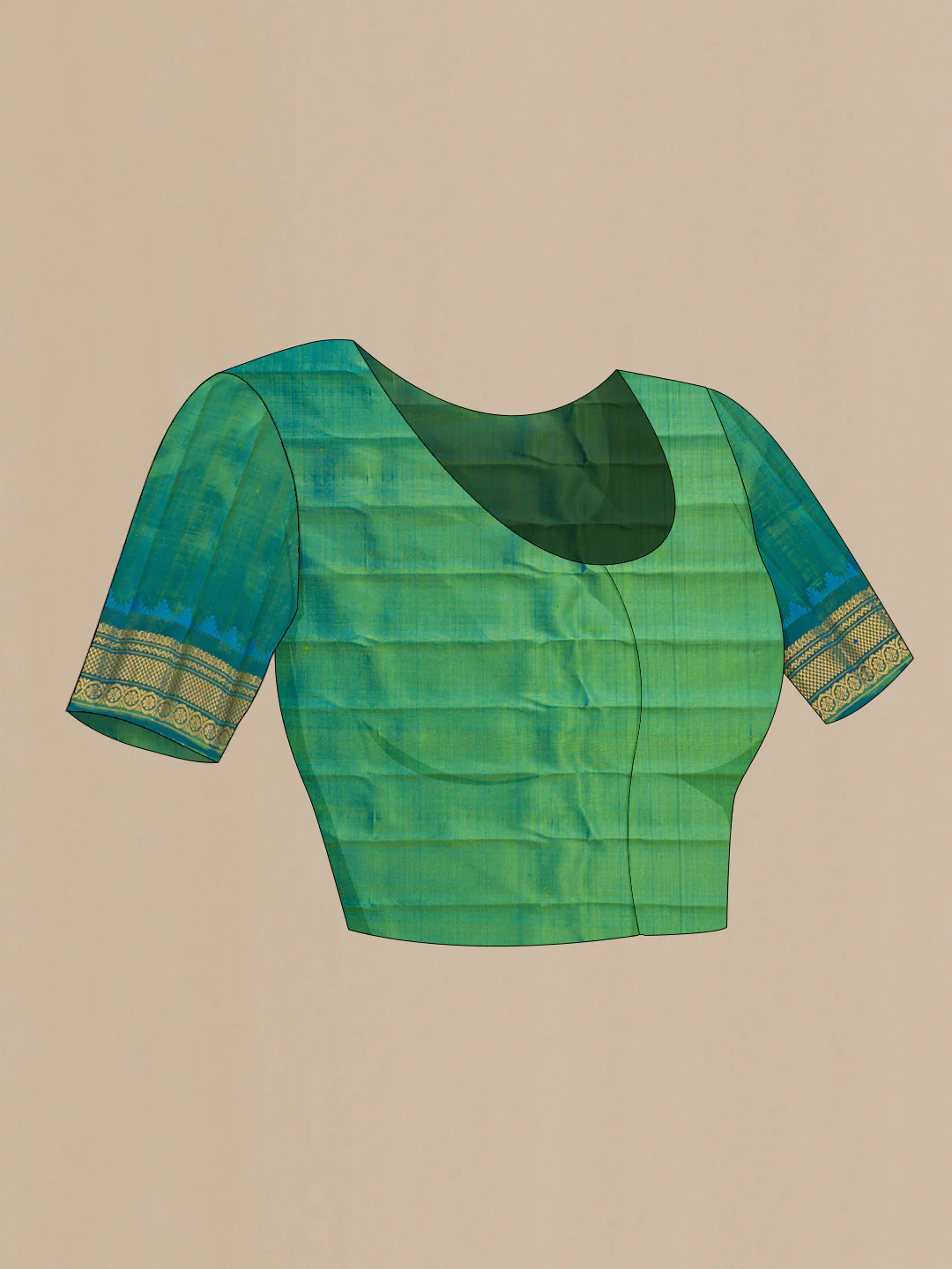 Green Gadwal Silk Saree - Image 5