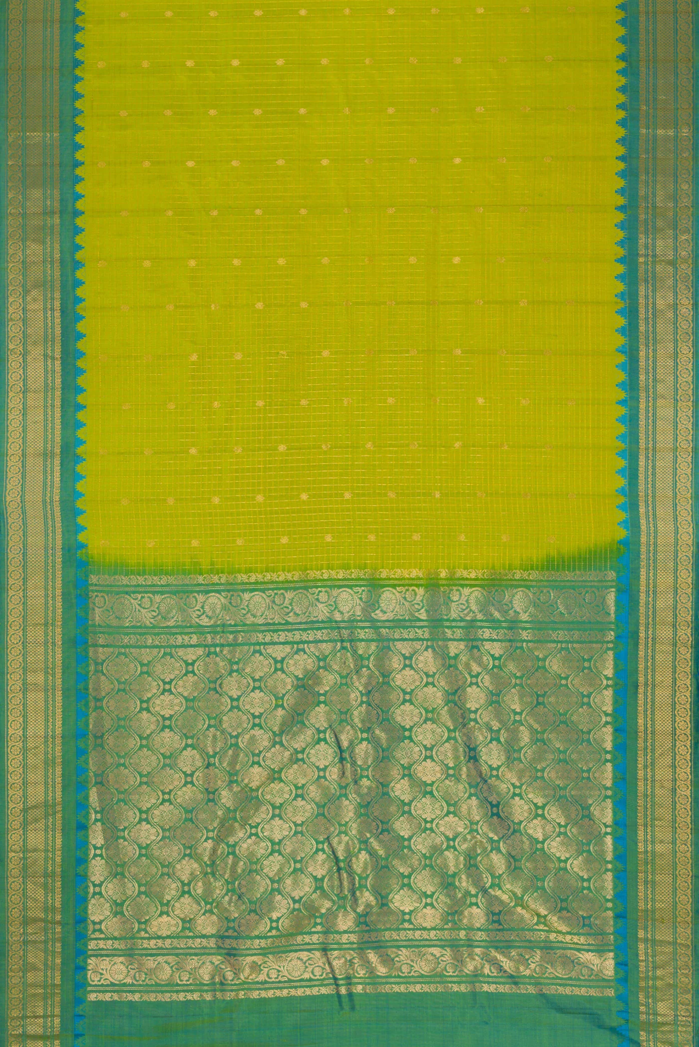Green Gadwal Silk Saree - Image 6