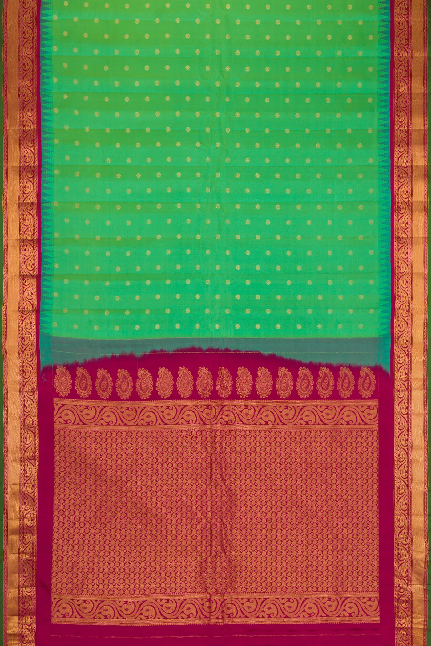Green Gadwal Silk Saree - Image 6