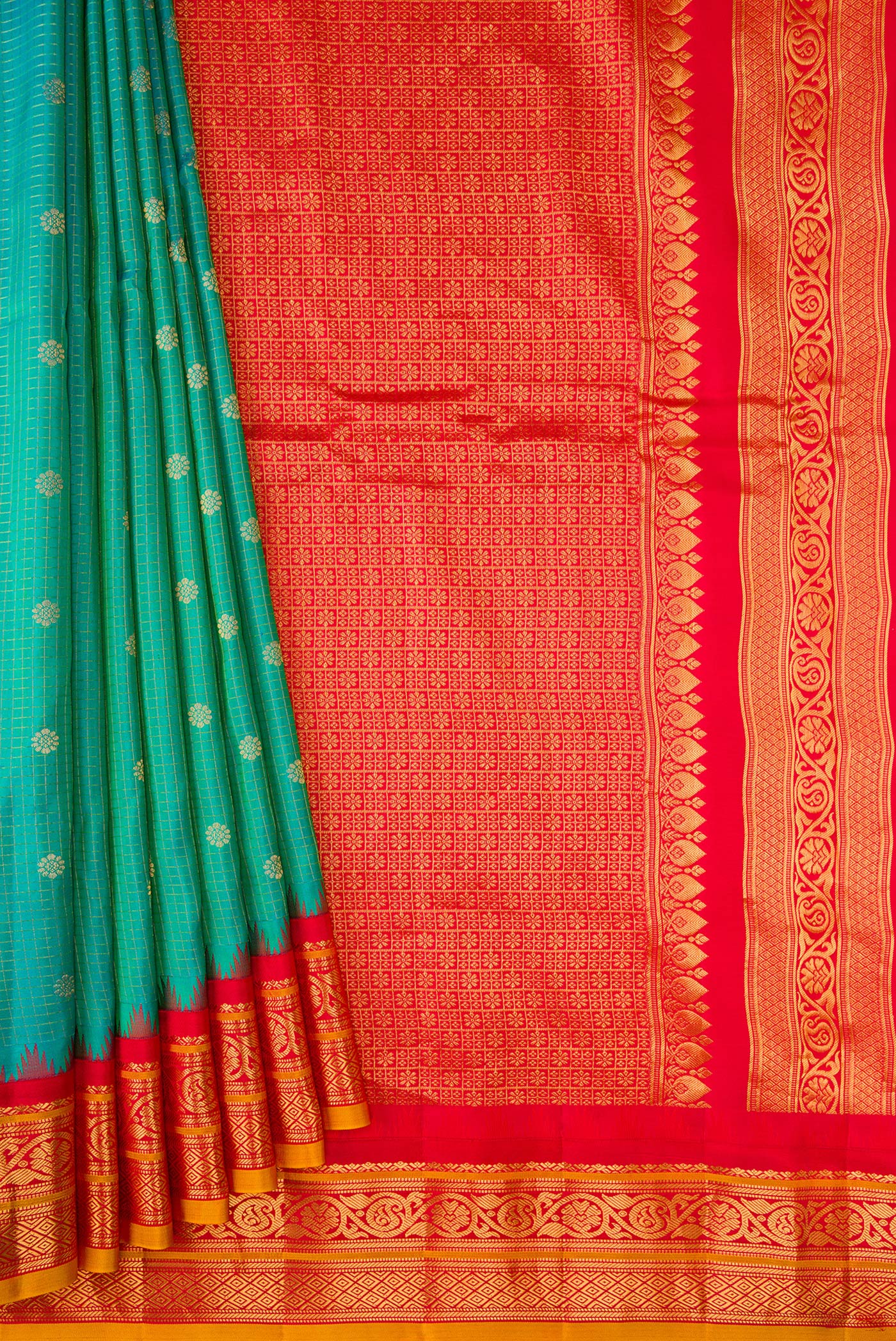 Blue Gadwal Silk Saree - Image 4