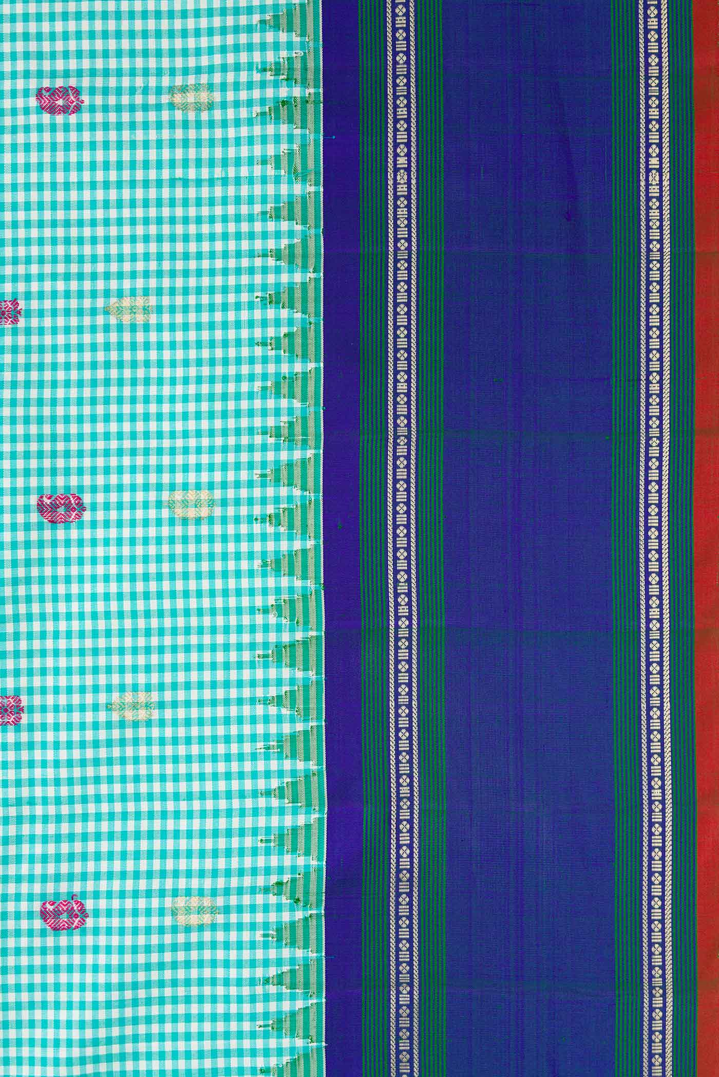 Light Blue Gadwal Silk Saree - Image 3
