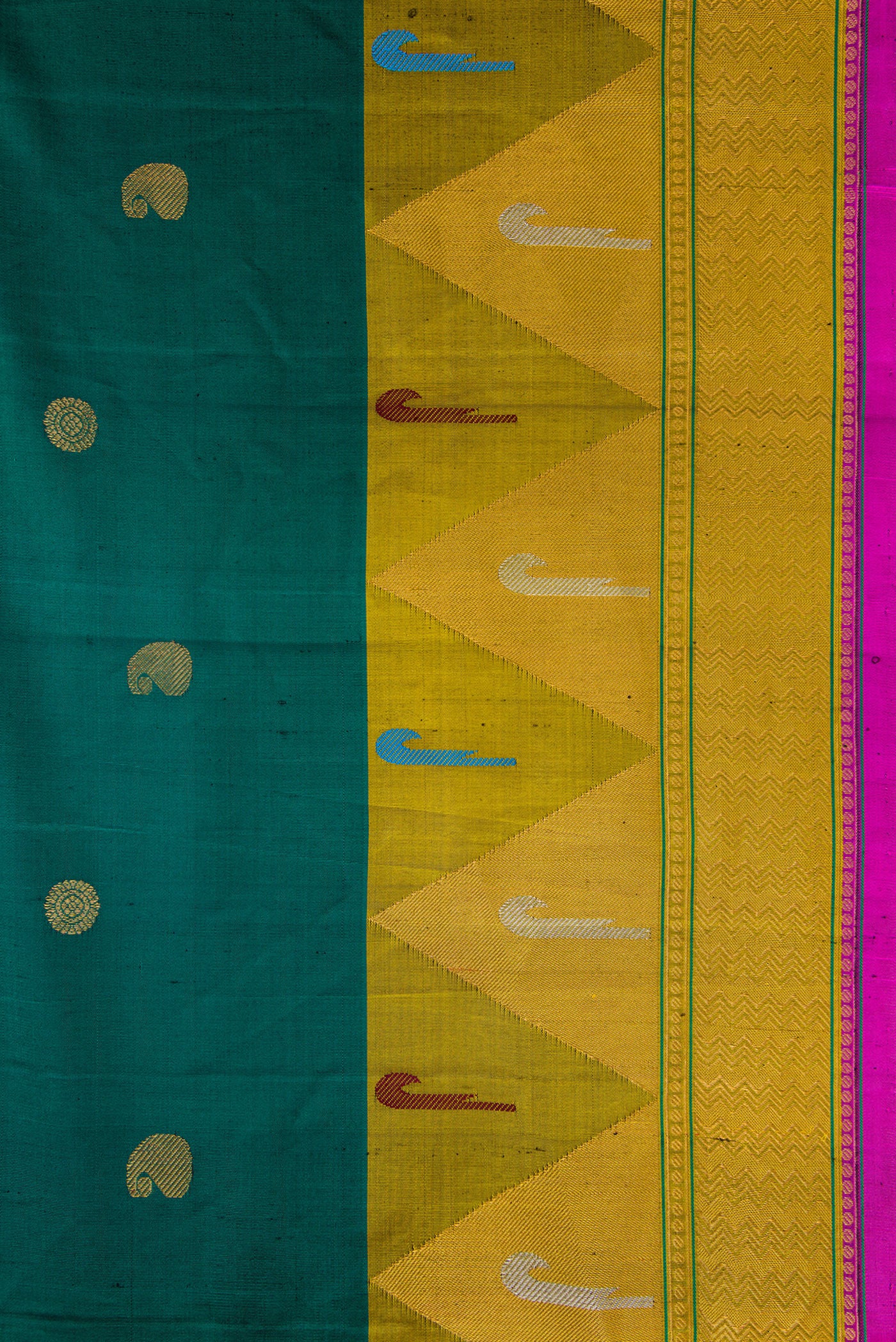 Teal Gadwal Silk Saree - Image 3