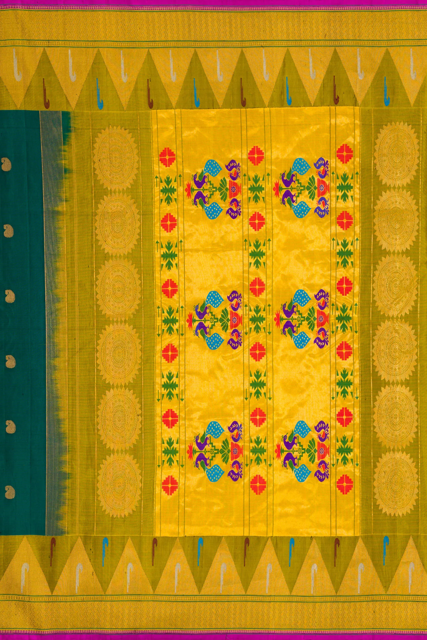 Teal Gadwal Silk Saree - Image 7