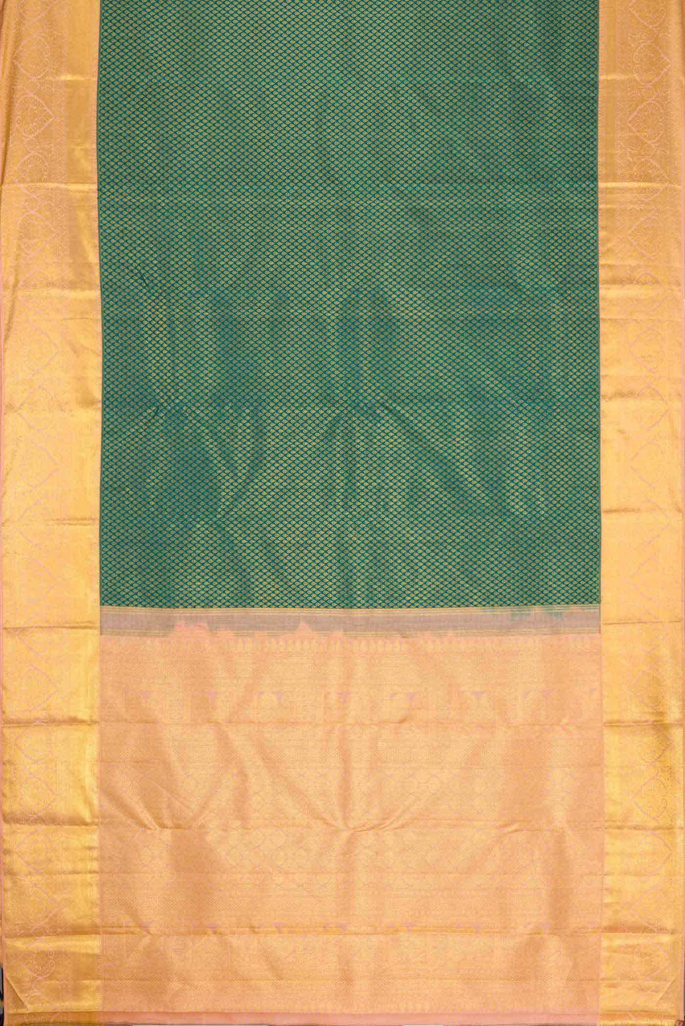 Green Dual Tone Kanjivaram Silk Saree - Image 6