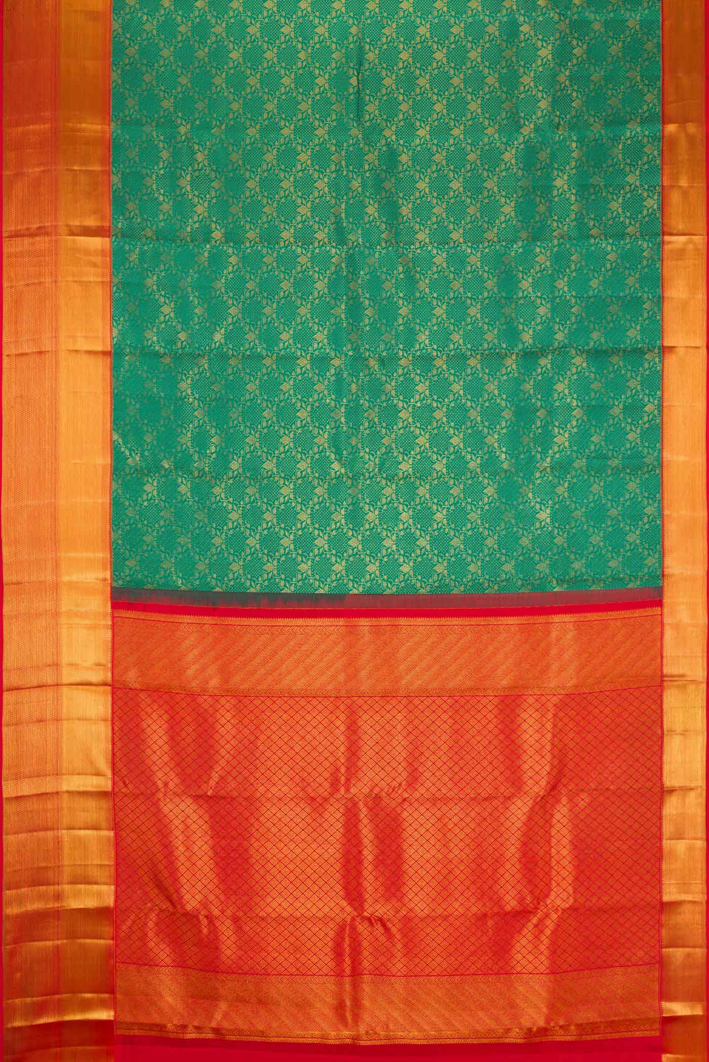 Green Dual Tone Kanchipuram Silk Saree - Image 6