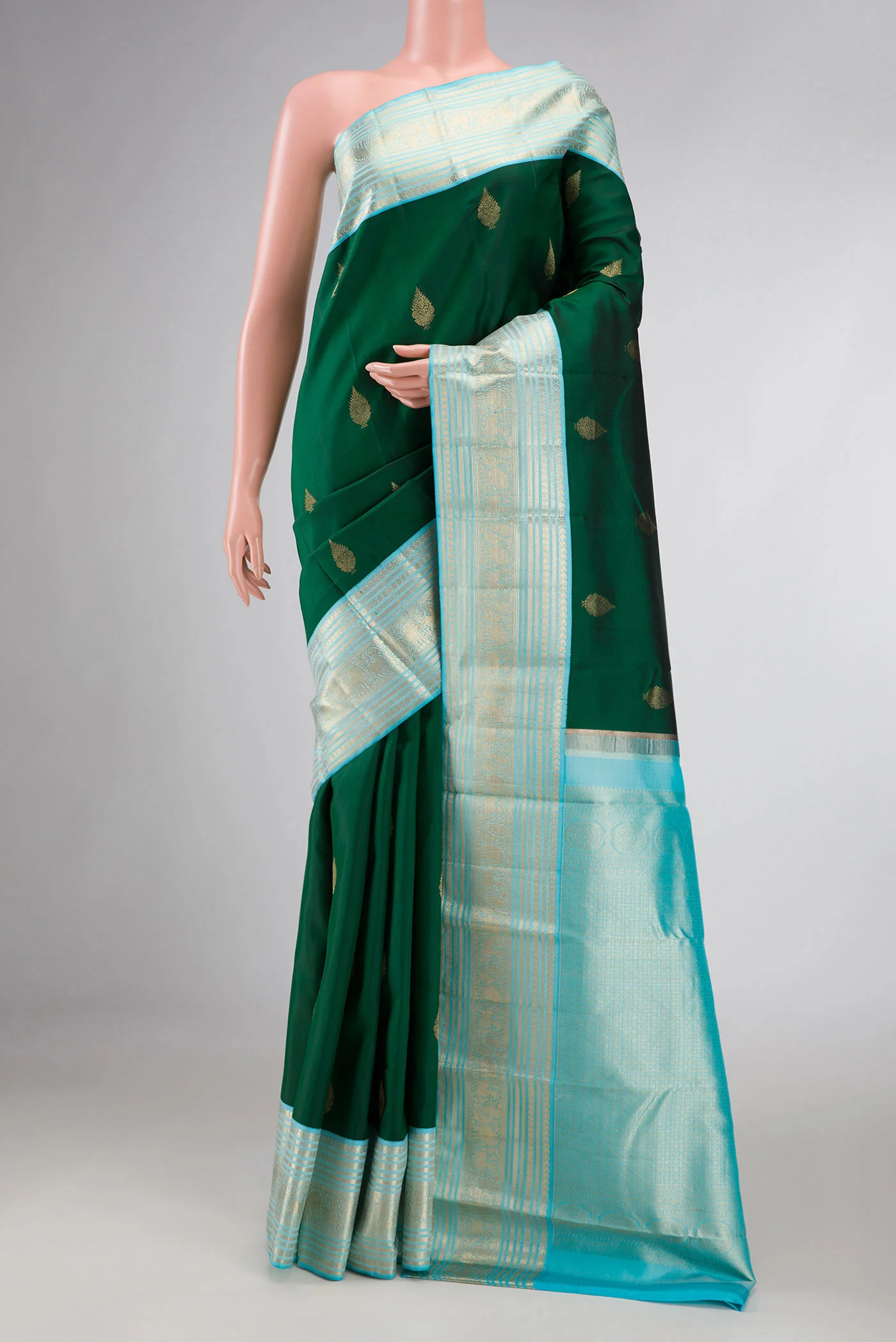 Green Dual Tone Kanchipuram Silk Saree