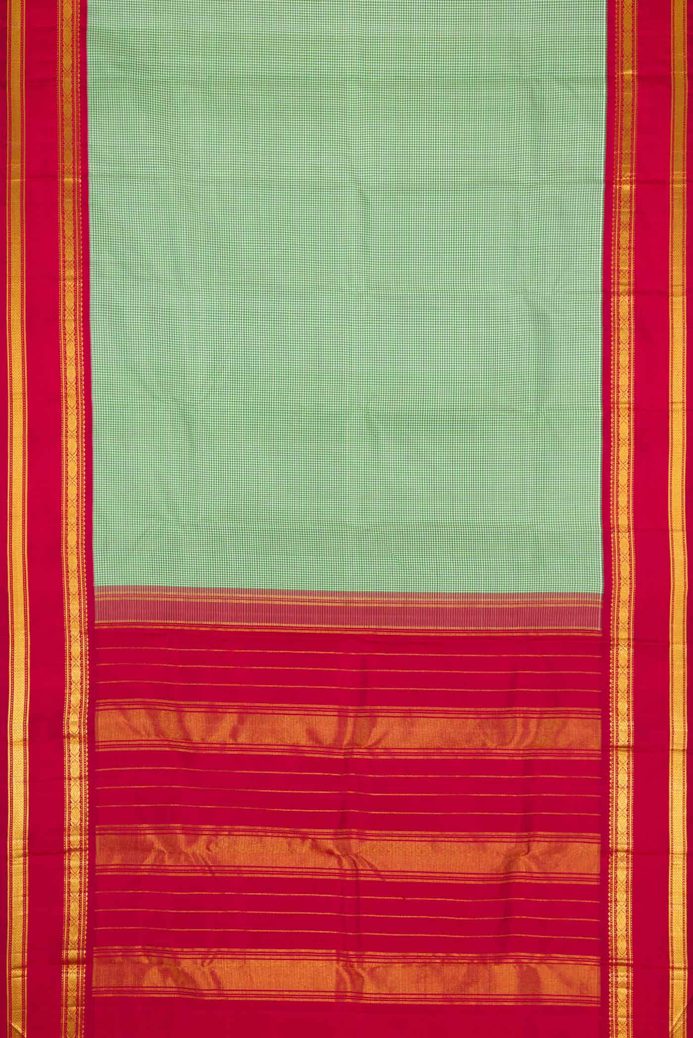 Green Dual Tone Kanjivaram Silk Saree - Image 6