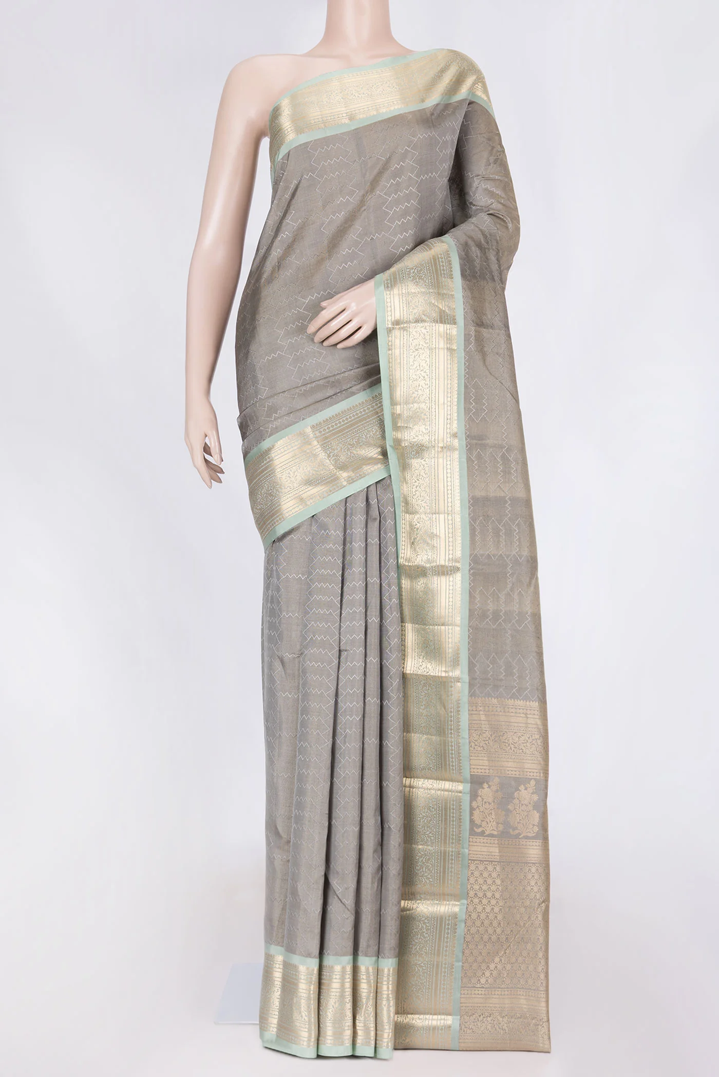 Grey Kanchipuram Silk Saree