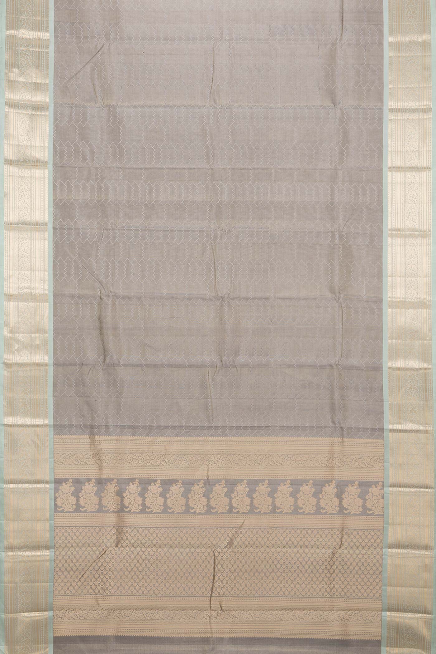 Grey Kanchipuram Silk Saree - Image 6