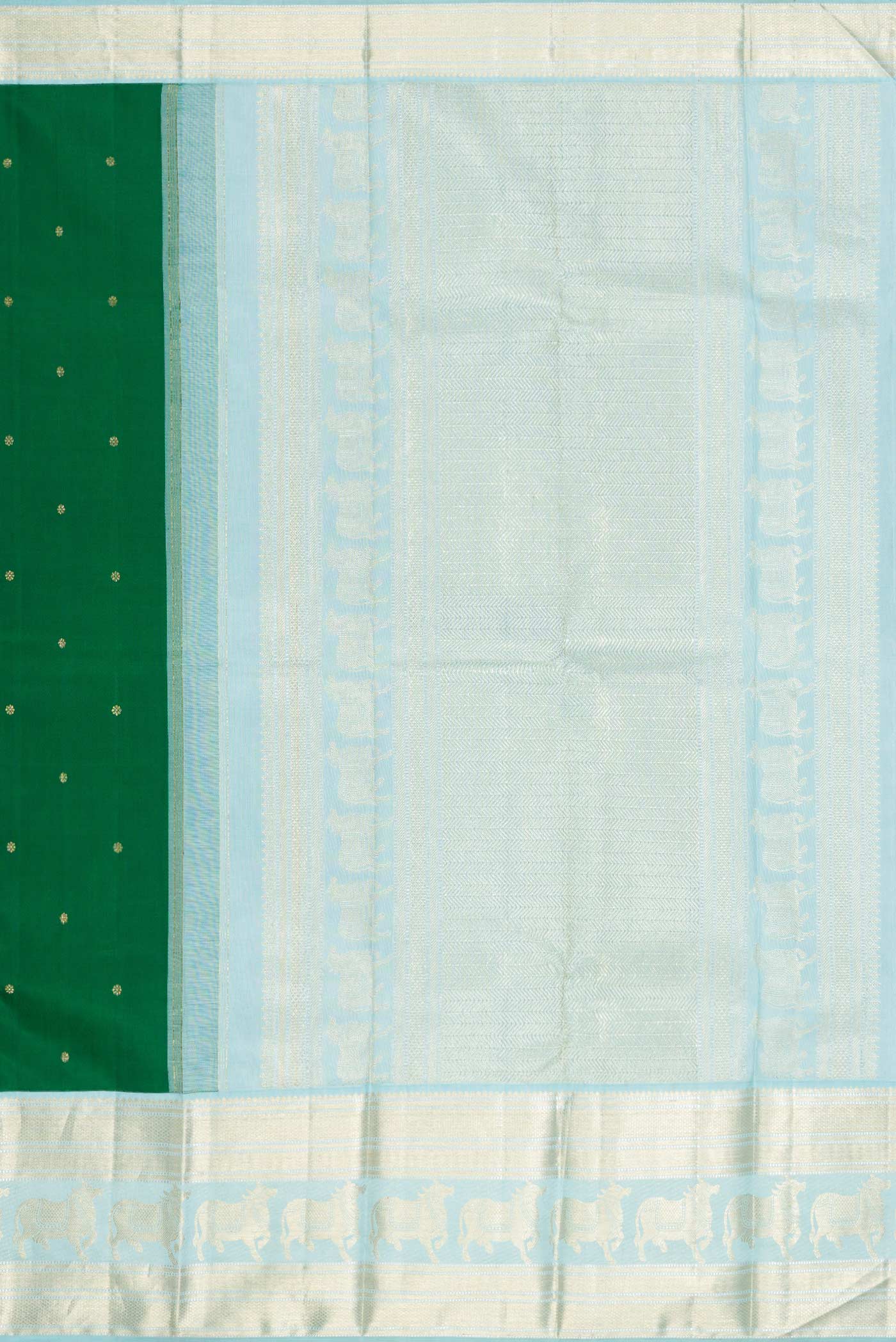 Green Dual Tone Kanchipuram Silk Saree - Image 8