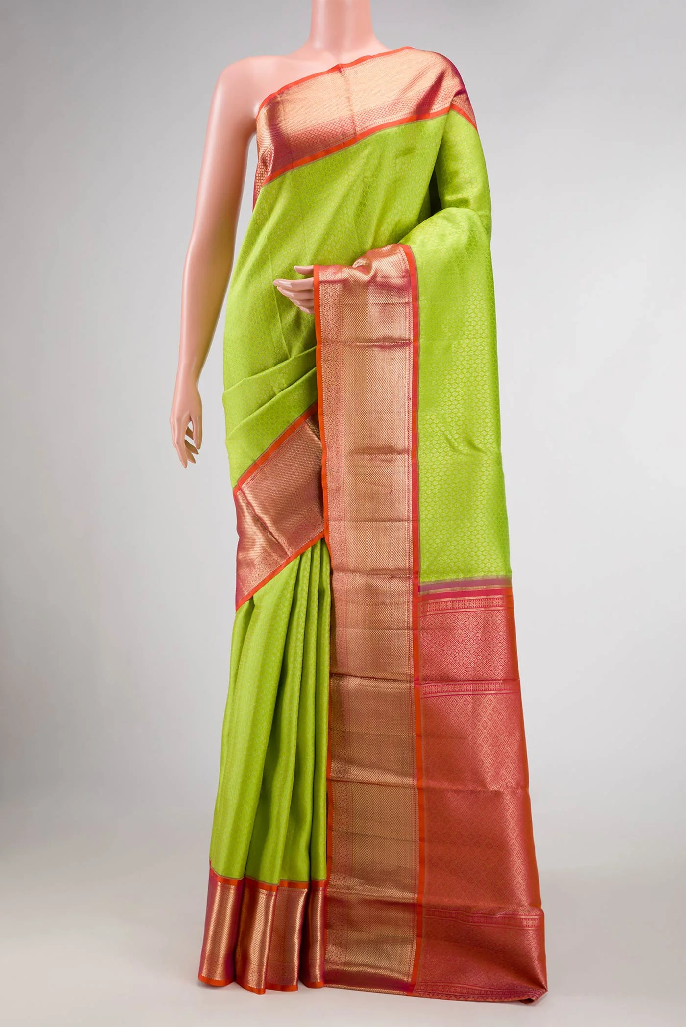 Parrot Green Kanchipuram Silk Saree