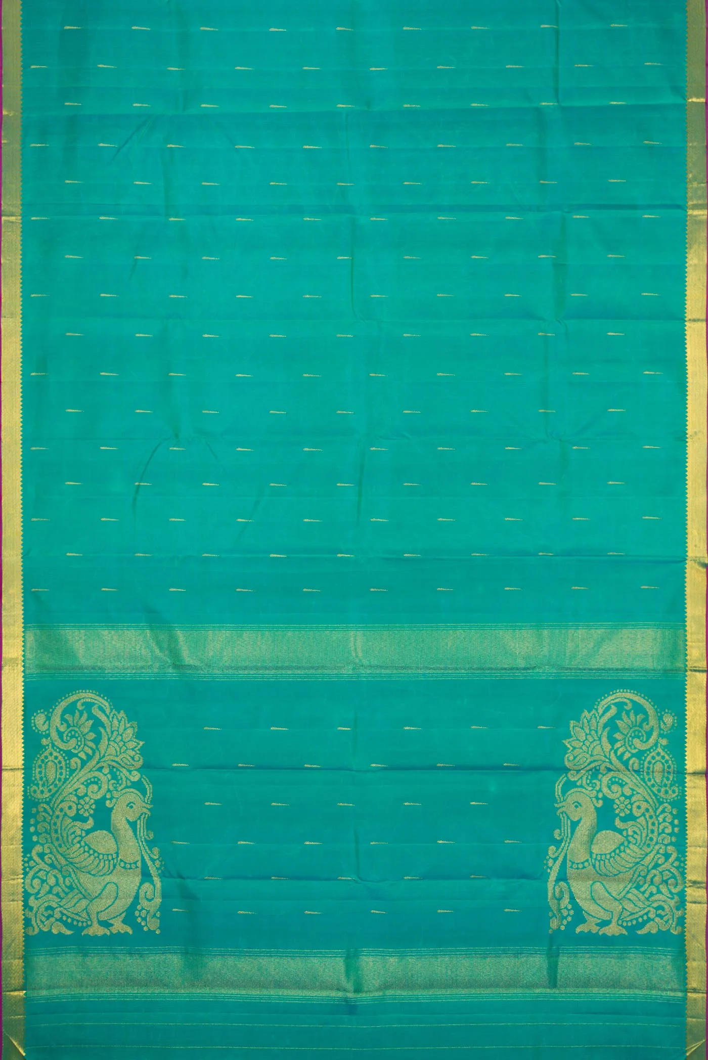 Blue with Green Color Kanchipuram Silk Saree - Image 7