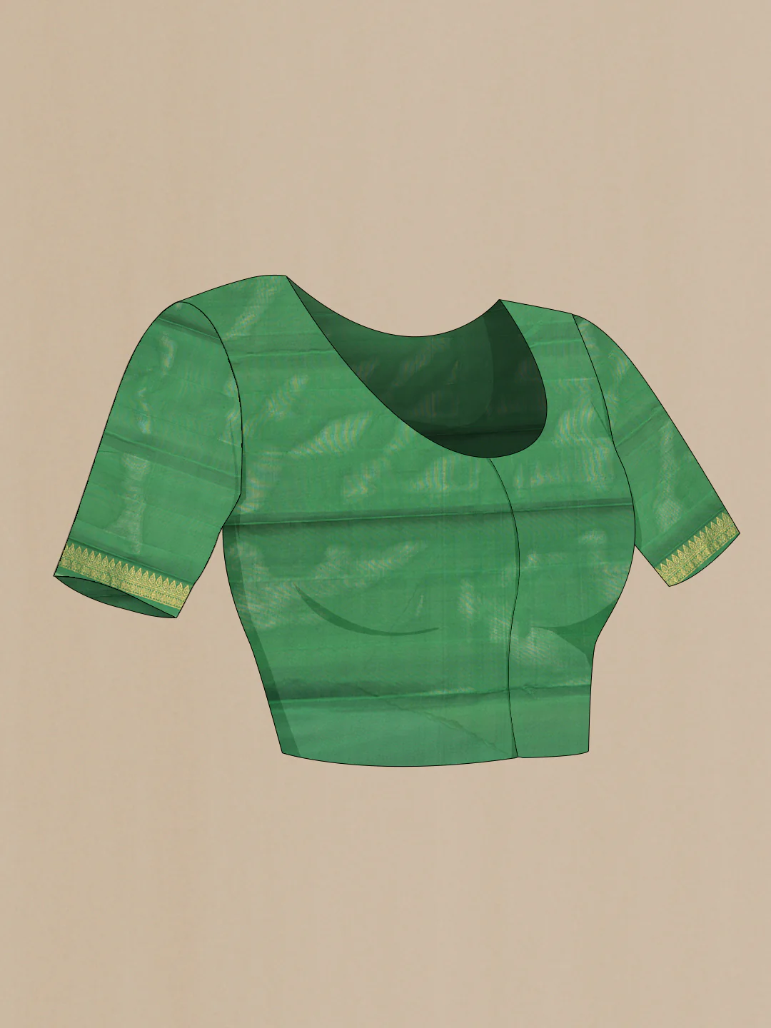Green Kanchipuram Silk Saree - Image 5