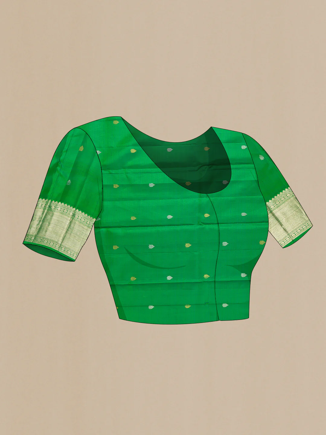 Green Kanchipuram Silk Saree - Image 5