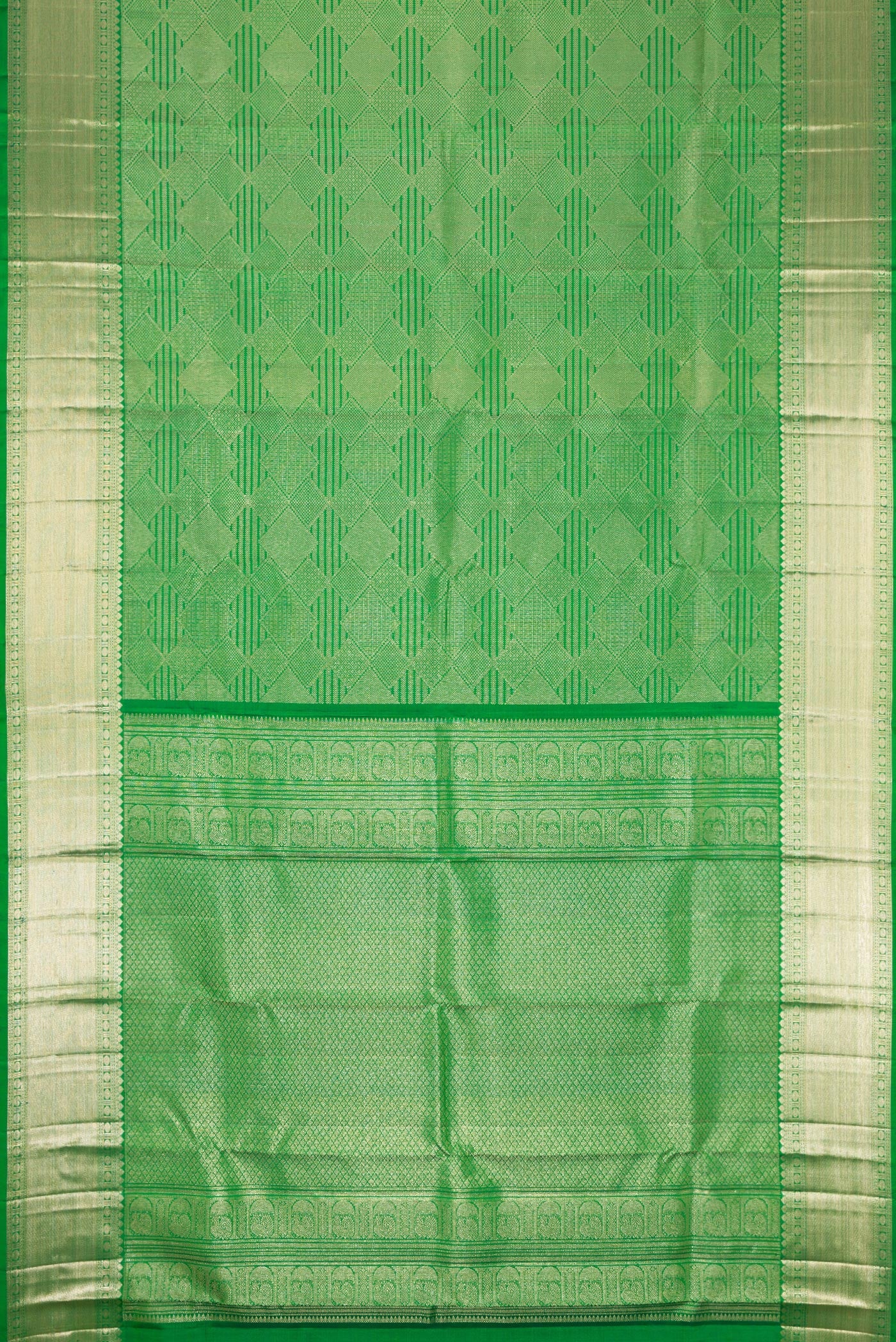 Green Kanchipuram Silk Saree - Image 6