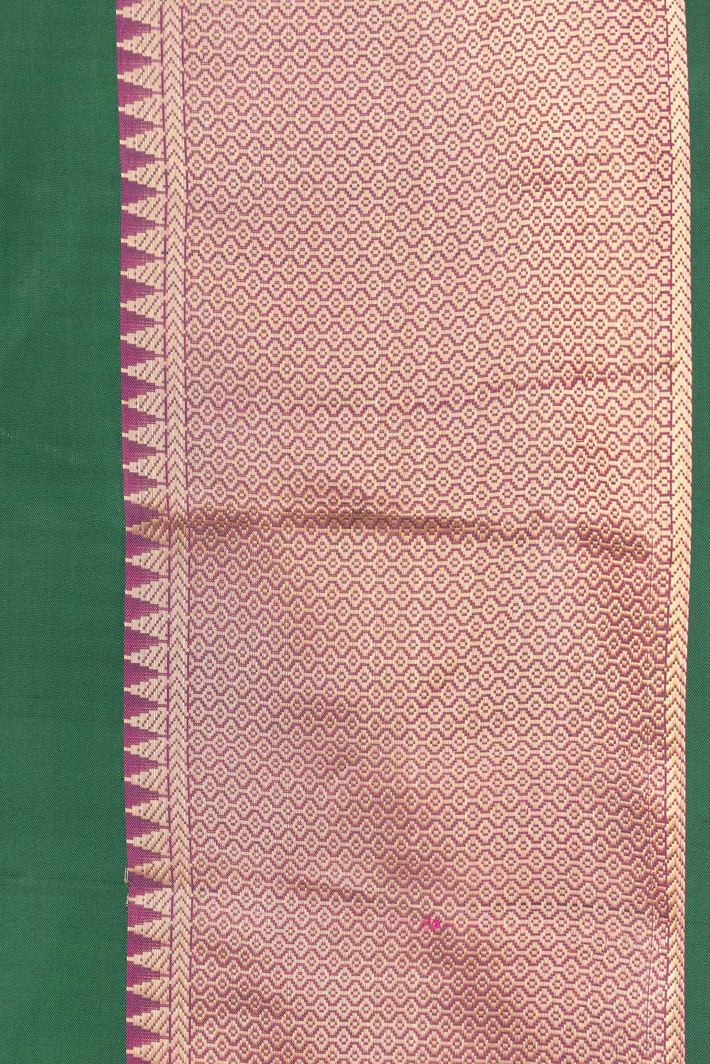 Bottle Green Kanchipuram Silk Saree - Image 3