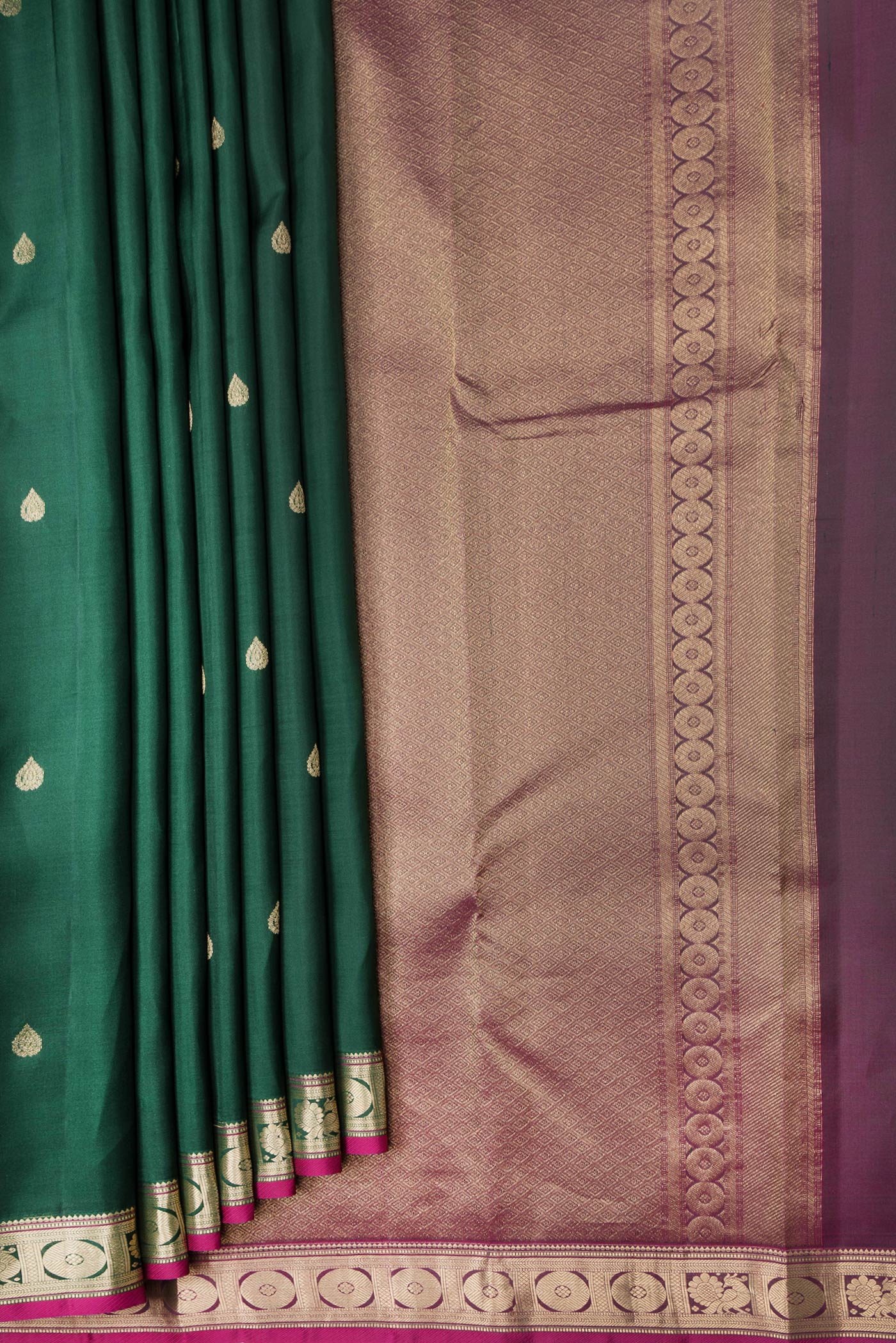 Bottle Green Kanchipuram Silk Saree - Image 4