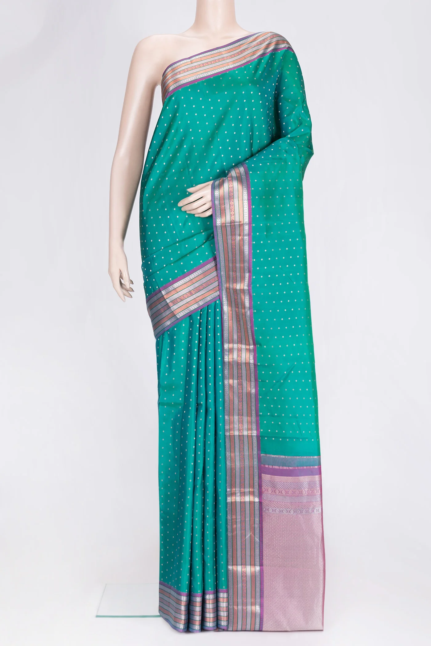 Blue with Green Color Kanchipuram Silk Saree