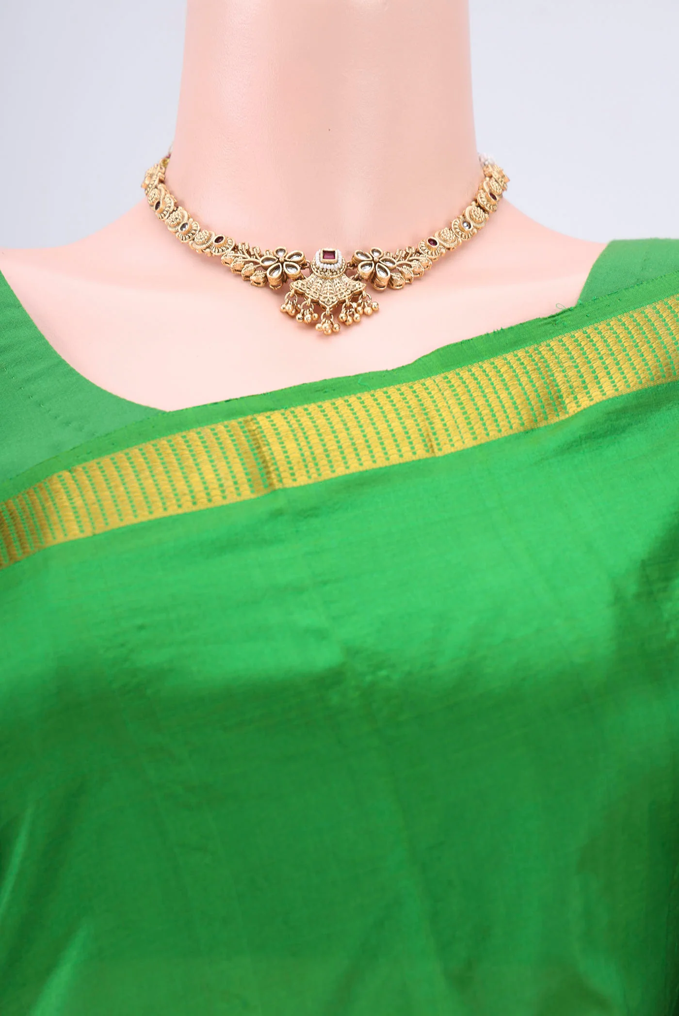 Green Kanchipuram Silk Saree - Image 2