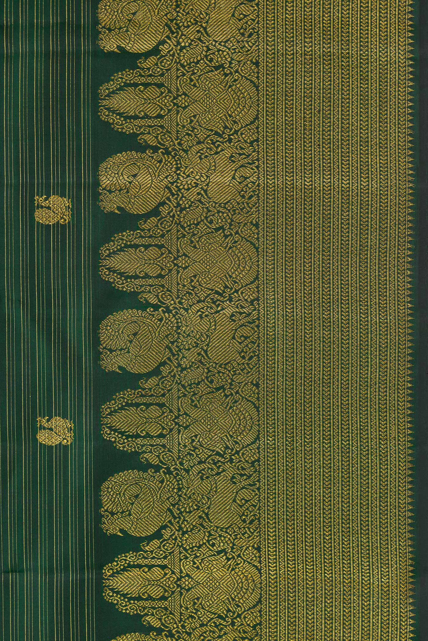 Bottle Green Kanchipuram Silk Saree - Image 3