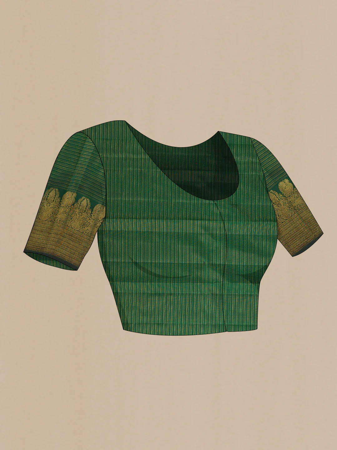 Bottle Green Kanchipuram Silk Saree - Image 5
