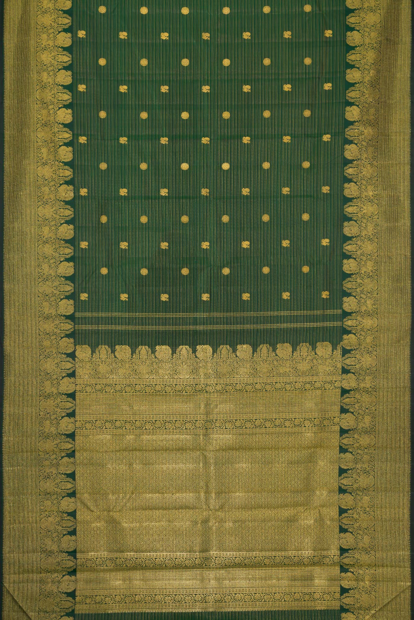 Bottle Green Kanchipuram Silk Saree - Image 6