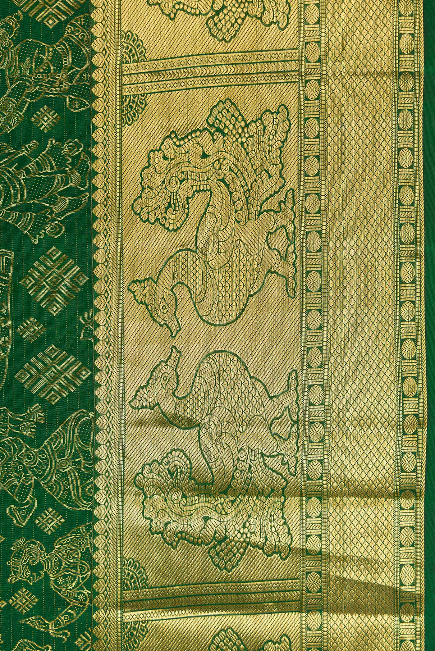 Green Kanchipuram Silk Saree - Image 3