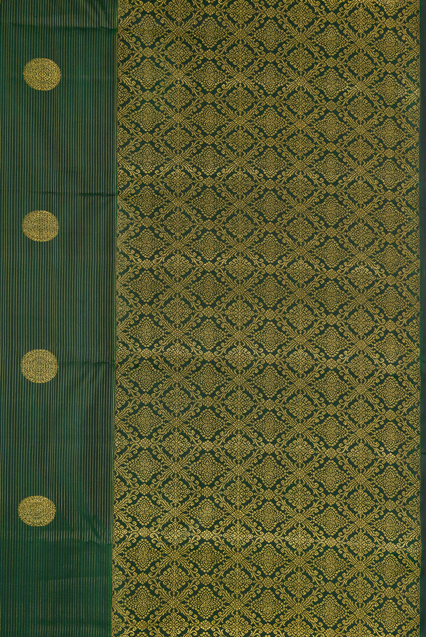 Bottle Green Kanchipuram Silk Saree - Image 3