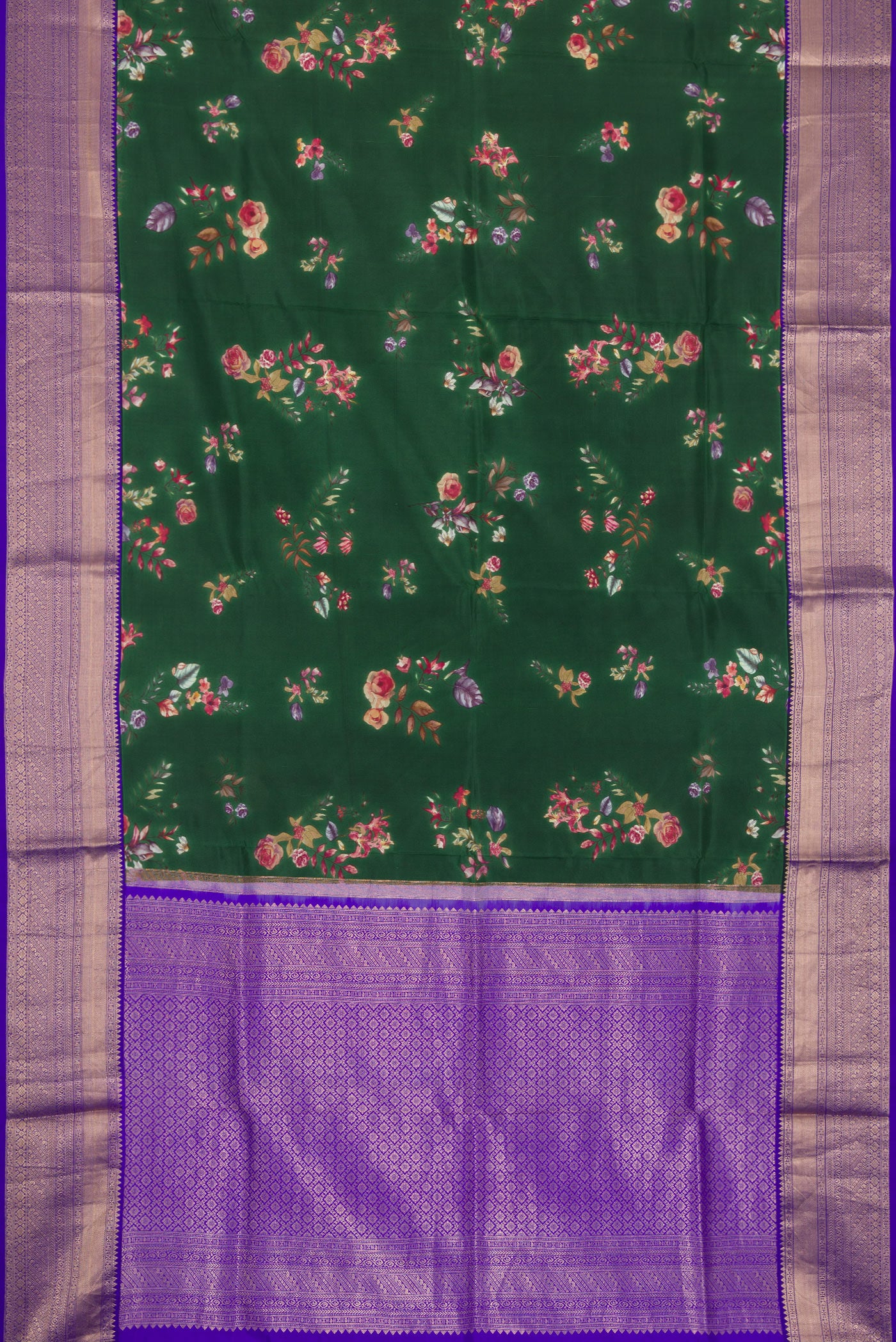 Bottle Green Kanchipuram Silk Saree - Image 6