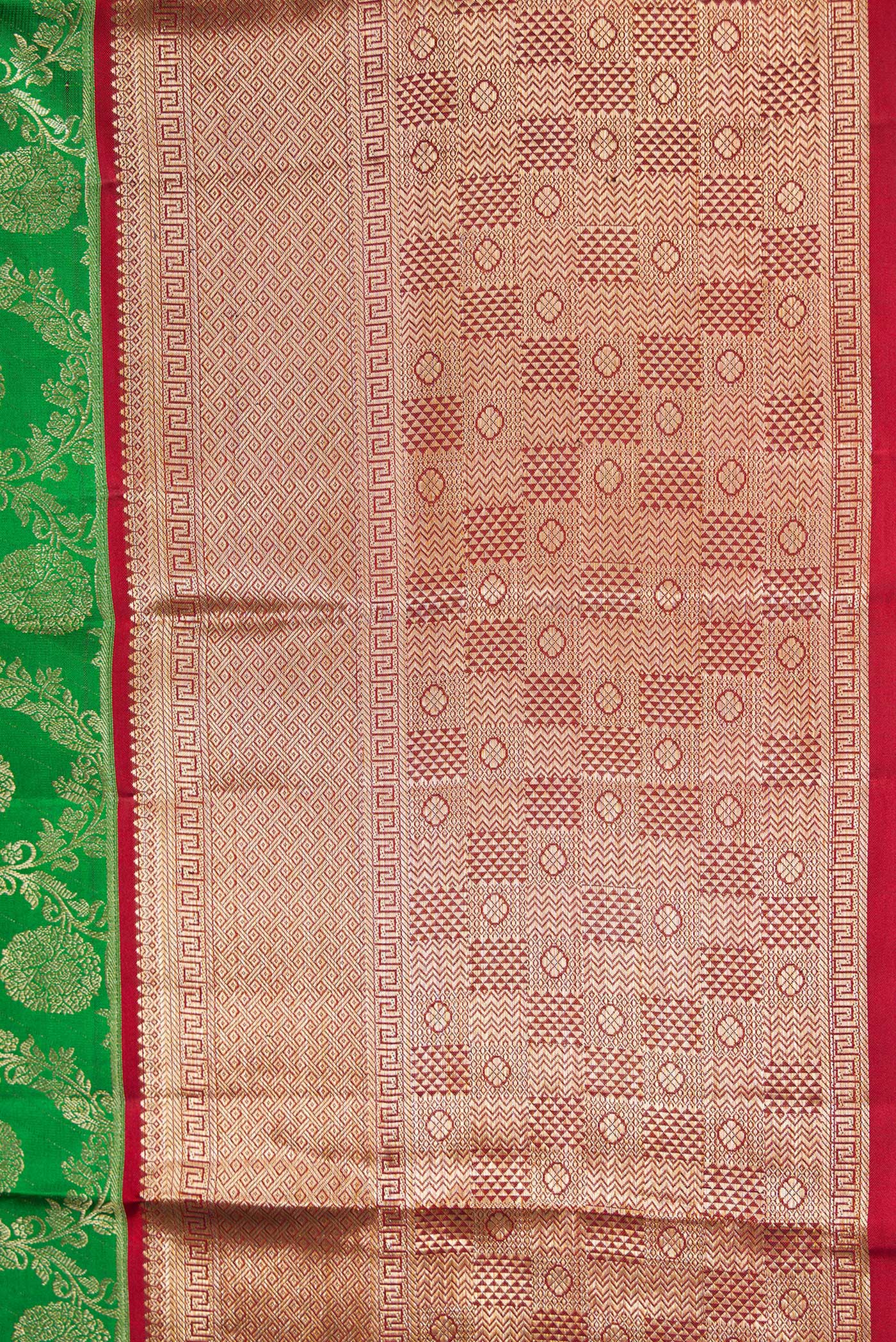 Green Kanchipuram Silk Saree - Image 3
