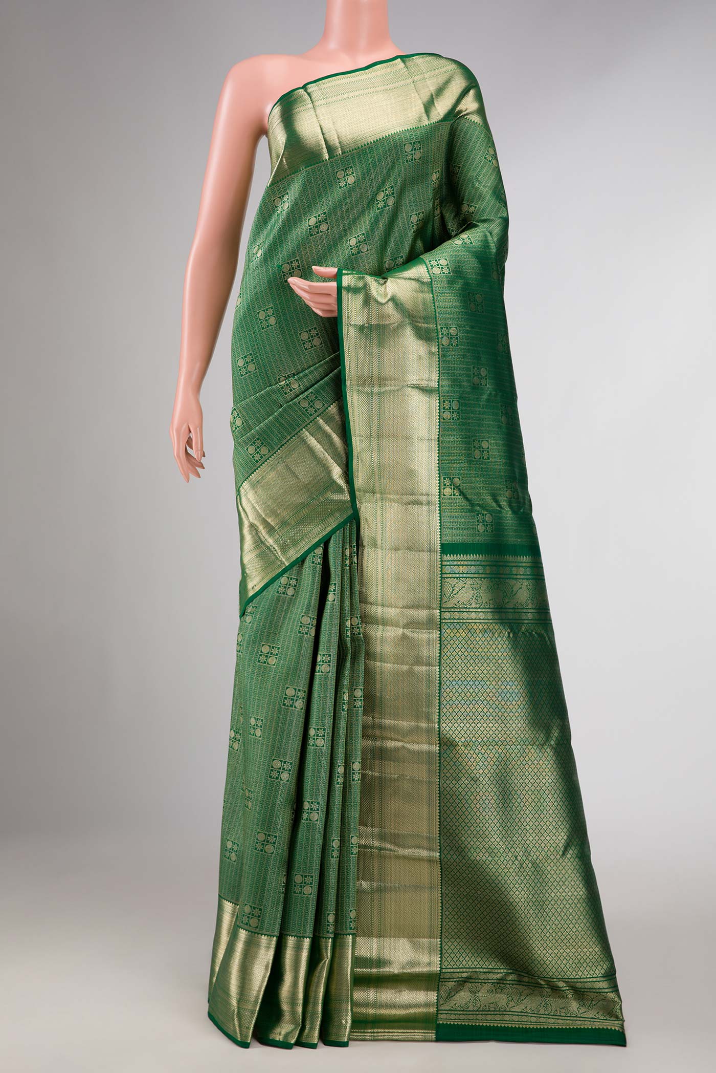 Green Dual Tone Kanchipuram Silk Saree