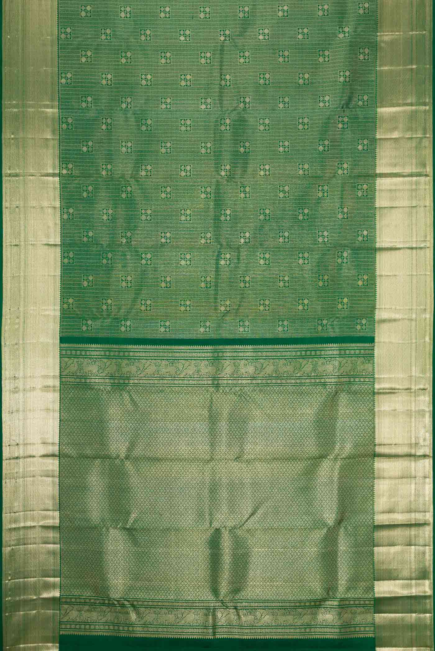 Green Dual Tone Kanchipuram Silk Saree - Image 6
