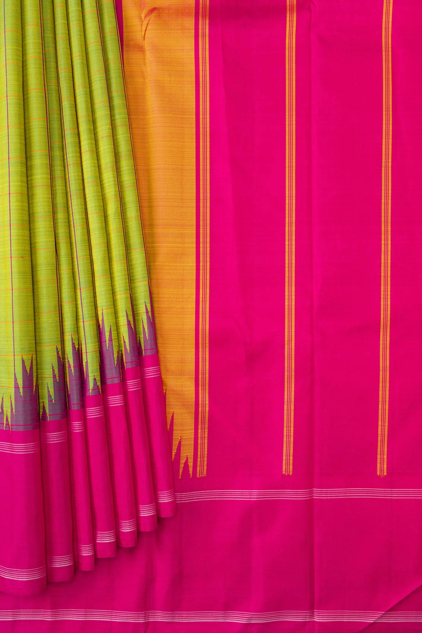 Green Dual Tone Kanchipuram Silk Saree - Image 4
