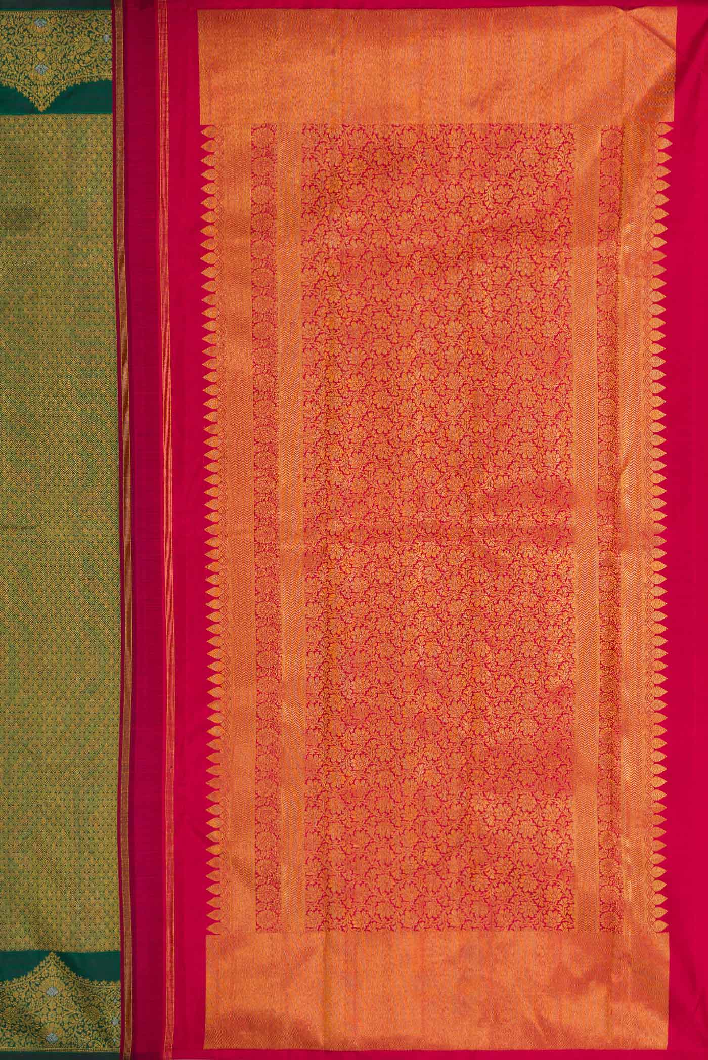 Green Dual Tone Kanchipuram Silk Saree - Image 7