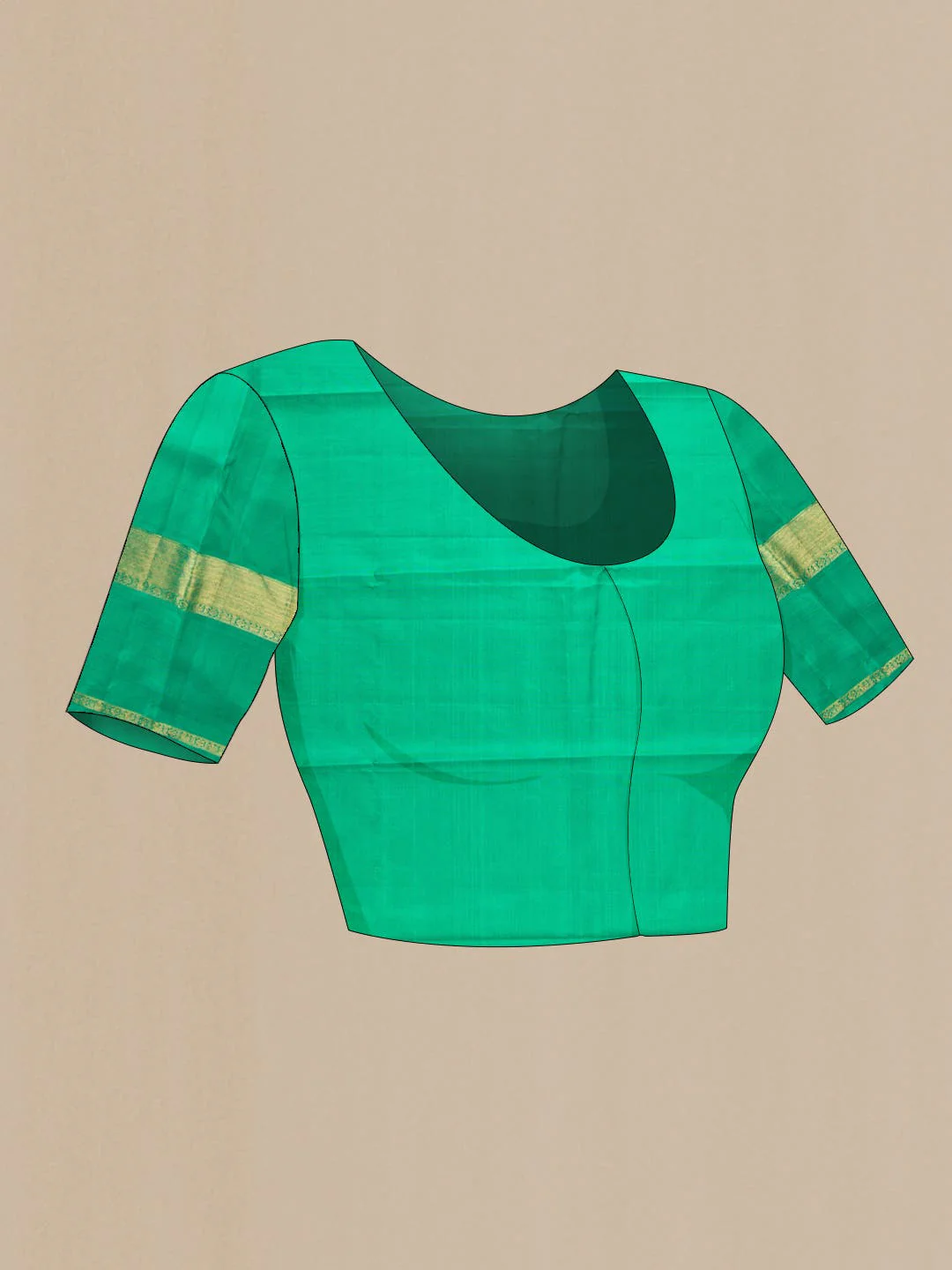 Pure Silk Pure Zari Green Dual Tone Kanchipuram Saree - Image 6