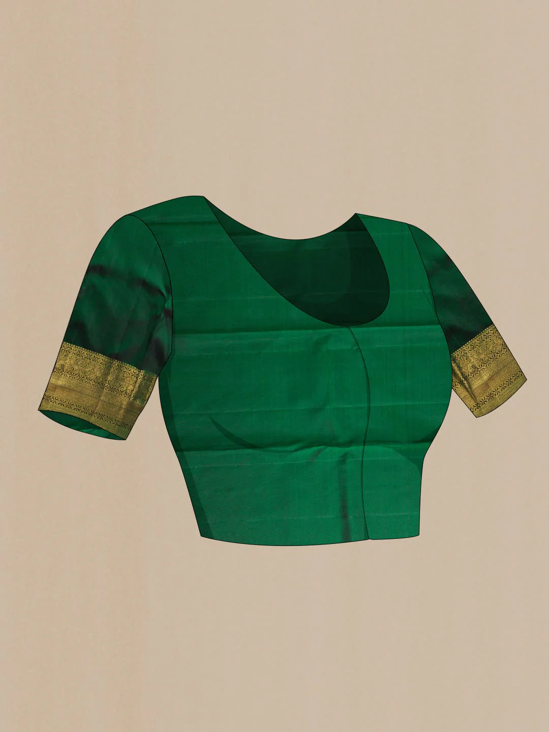 Pure Silk Pure Zari Green Dual Tone Kanjivaram Saree - Image 7