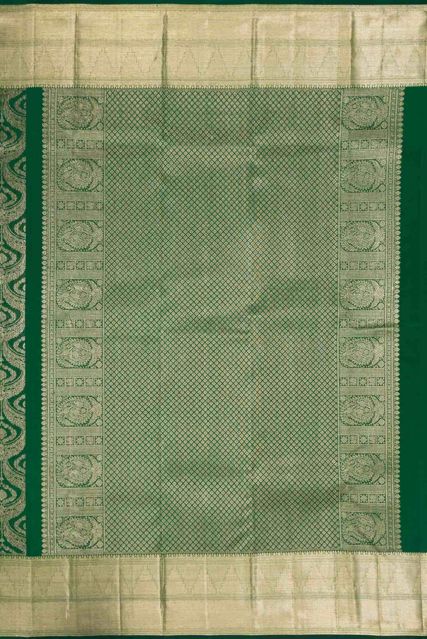 Green Dual Tone Kanchipuram Silk Saree - Image 5