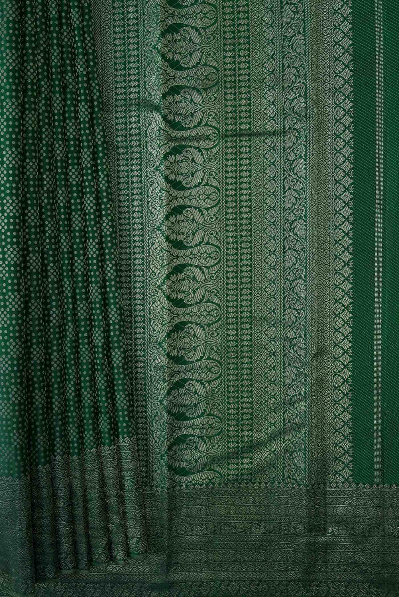 Green Dual Tone Kanjivaram Silk Saree - Image 2