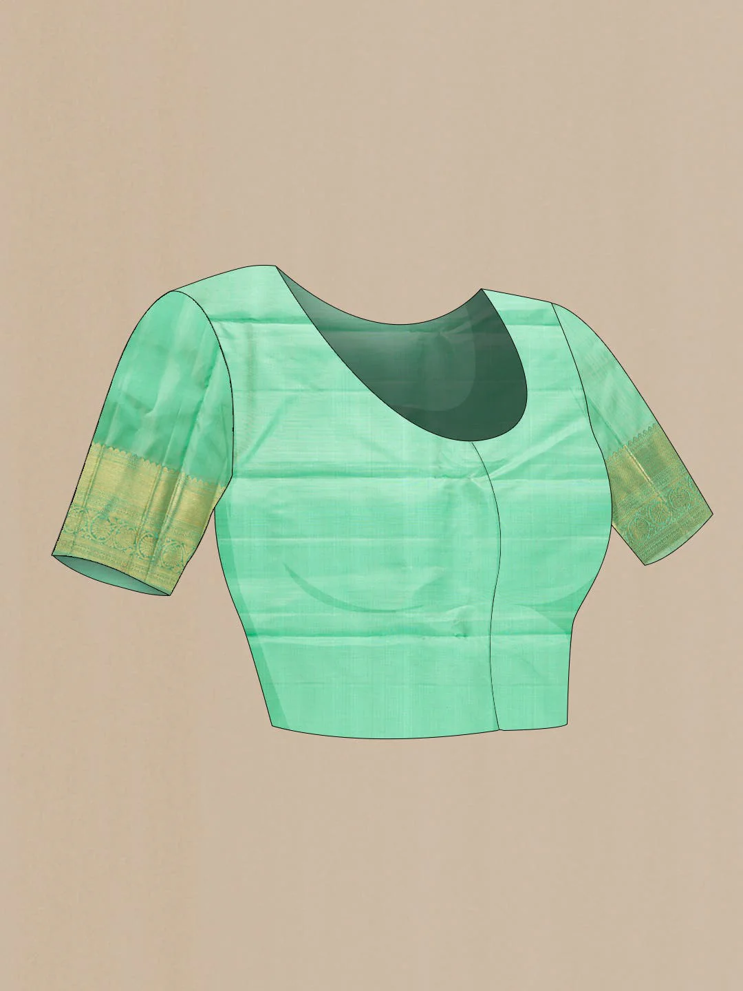 Pure Silk Pure Zari Green Dual Tone Kanchipuram Saree - Image 7
